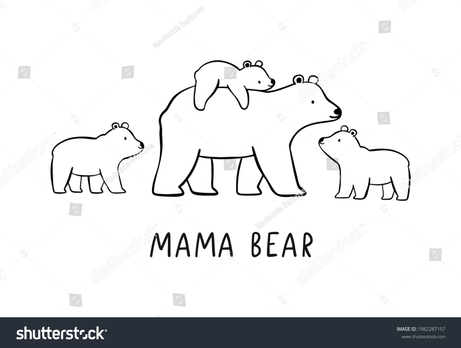 SVG of Hand drawn Mama Bear vector print. Mom and baby bear - illustrations for kids svg