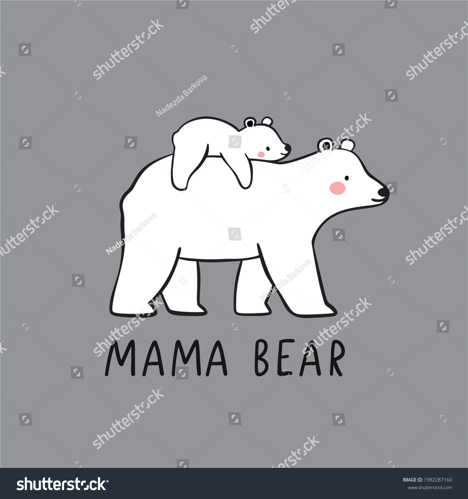 SVG of Hand drawn Mama Bear vector print. Mom and baby bear - illustrations for kids svg