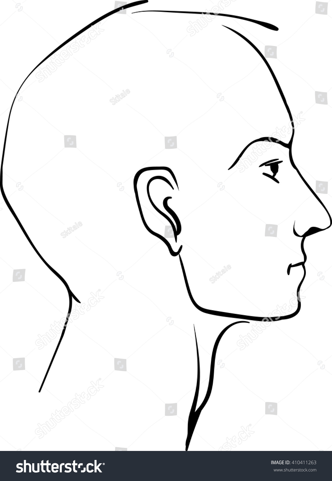 Hand Drawn Man Profile Profile Face Stock Vector 410411263 - Shutterstock