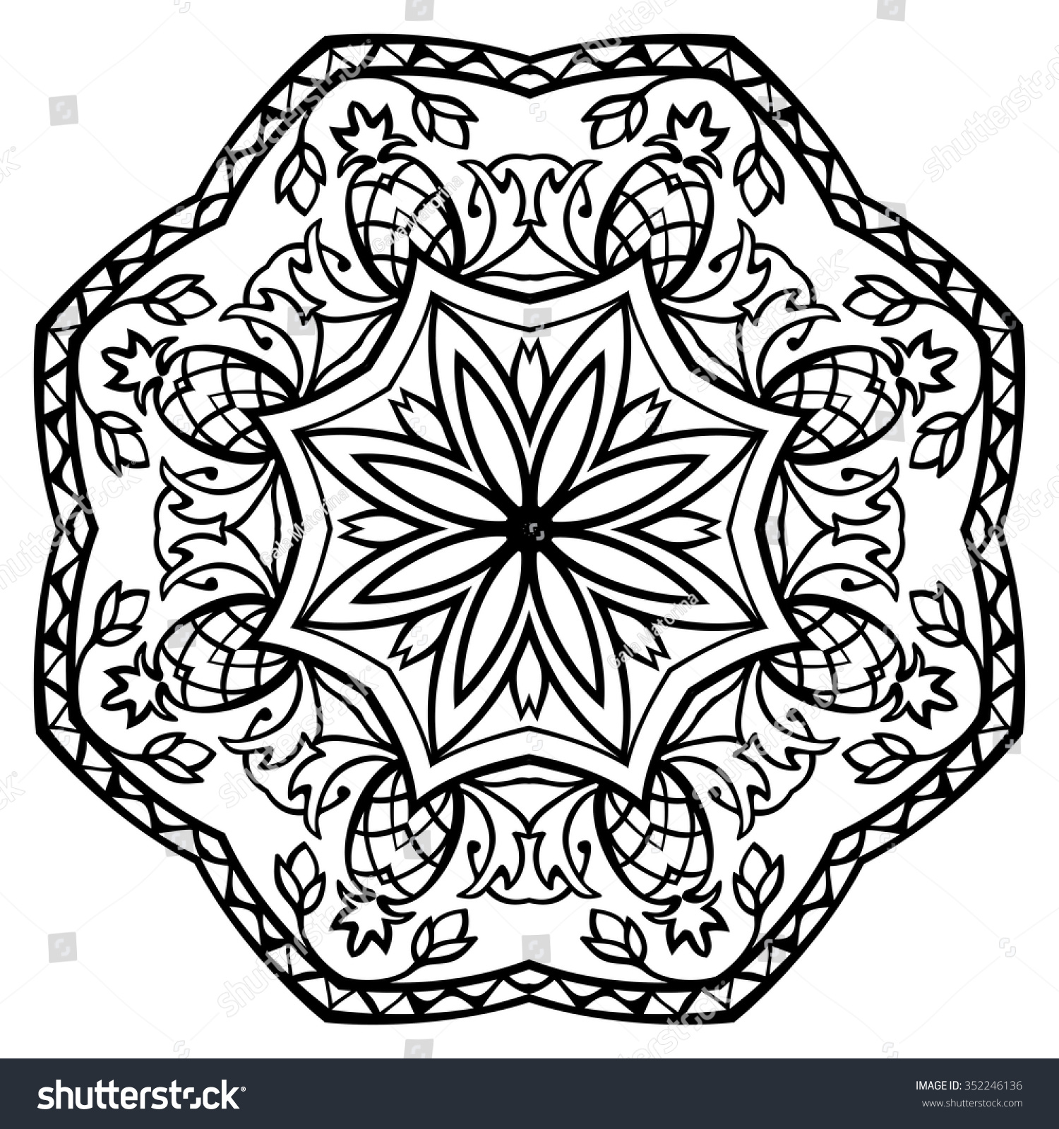 Download Handdrawn Mandala Pineapple On White Background Stock ...