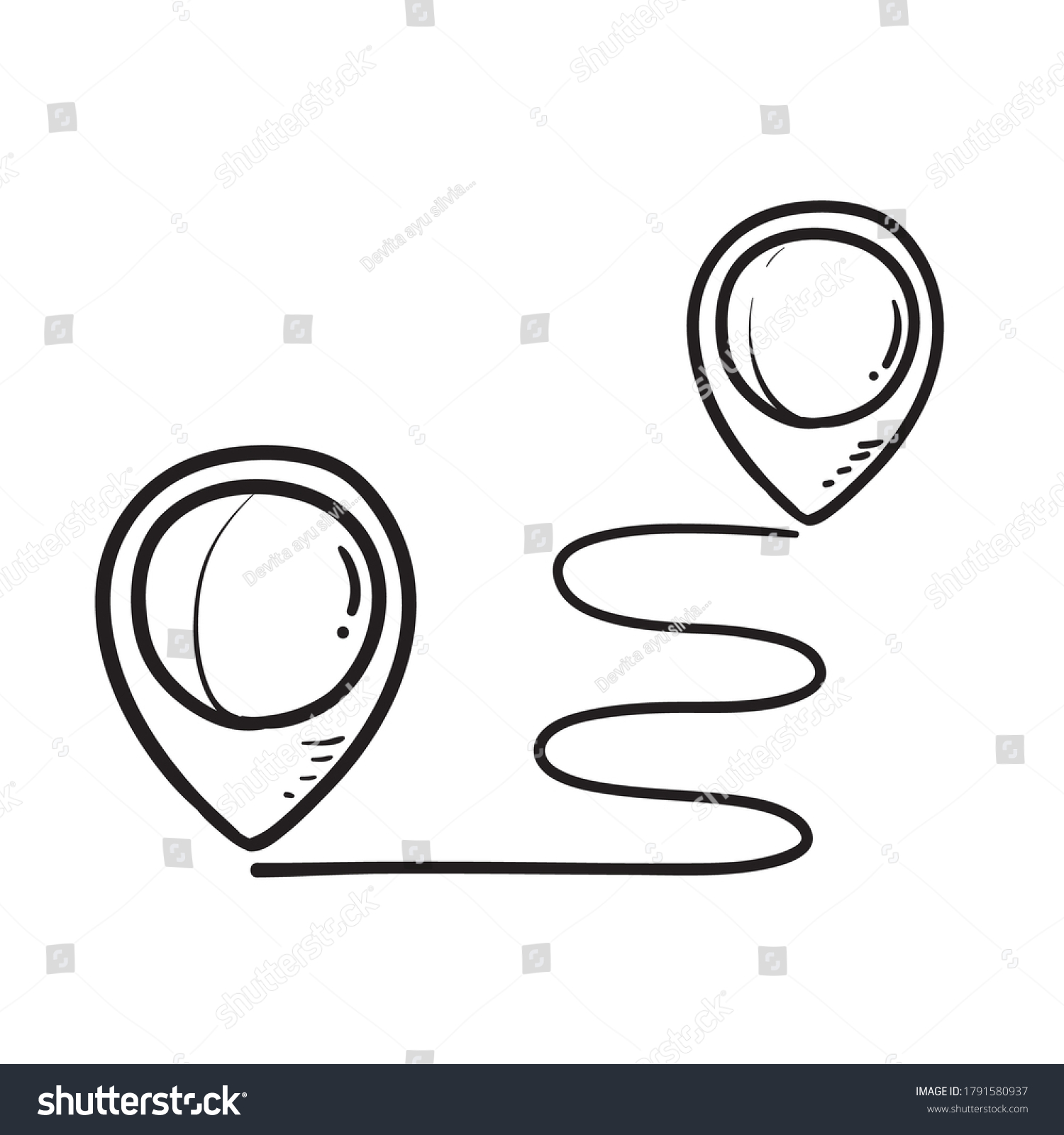 Hand Drawn Map Distance Measuring Icon Stock Vector (Royalty Free