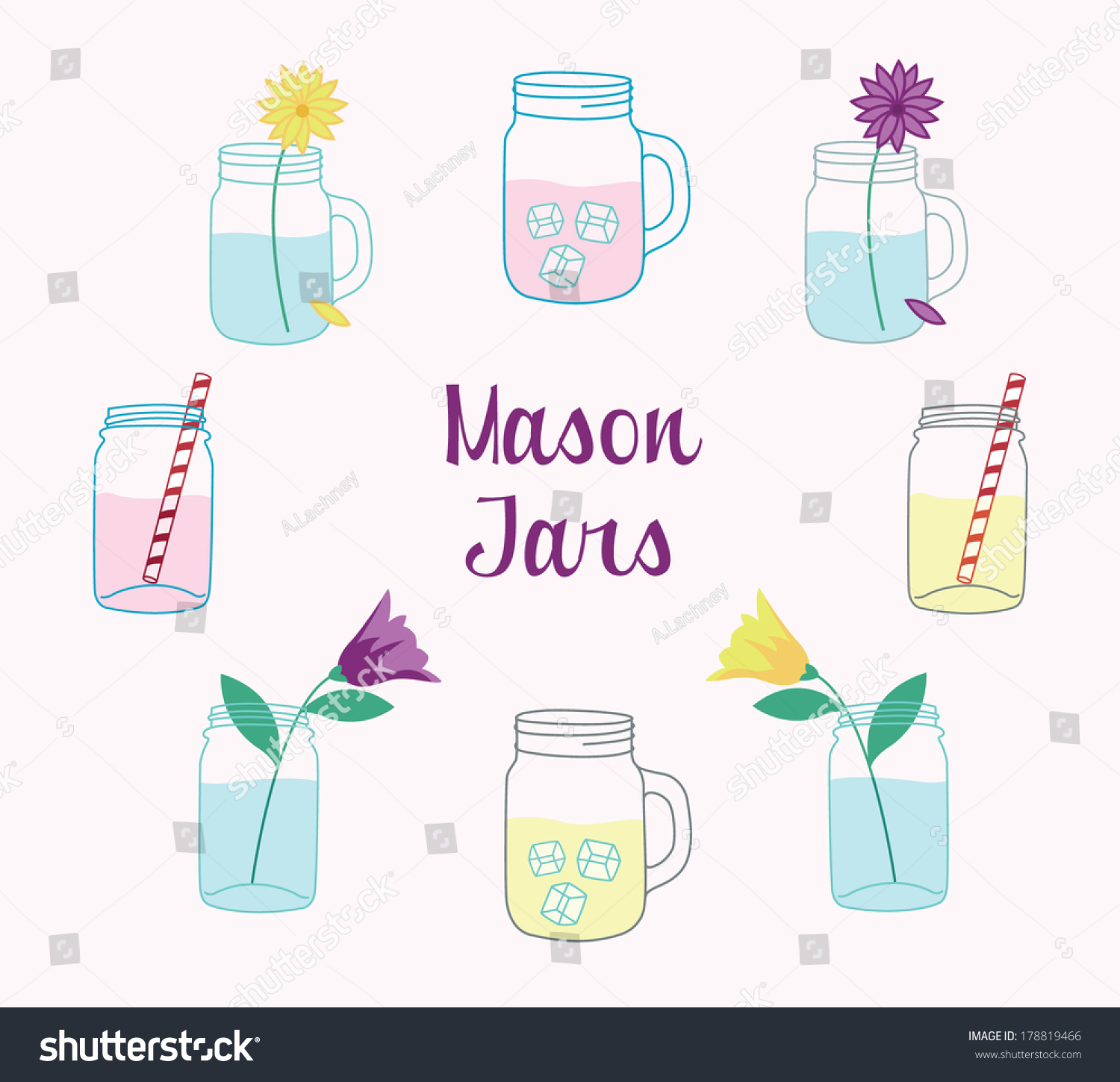 Hand Drawn Mason Jars Stock Vector Illustration 178819466 : Shutterstock