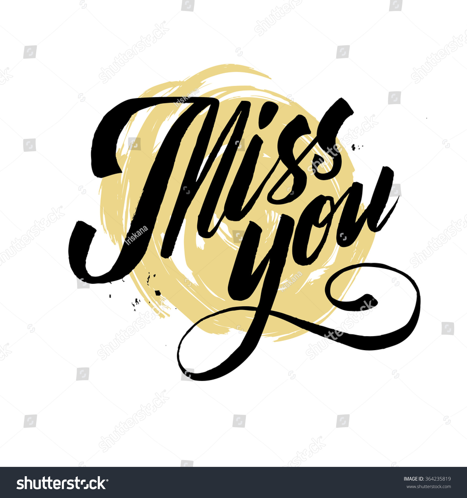 Hand Drawn Miss You Card. Vector Illustration. - 364235819 : Shutterstock