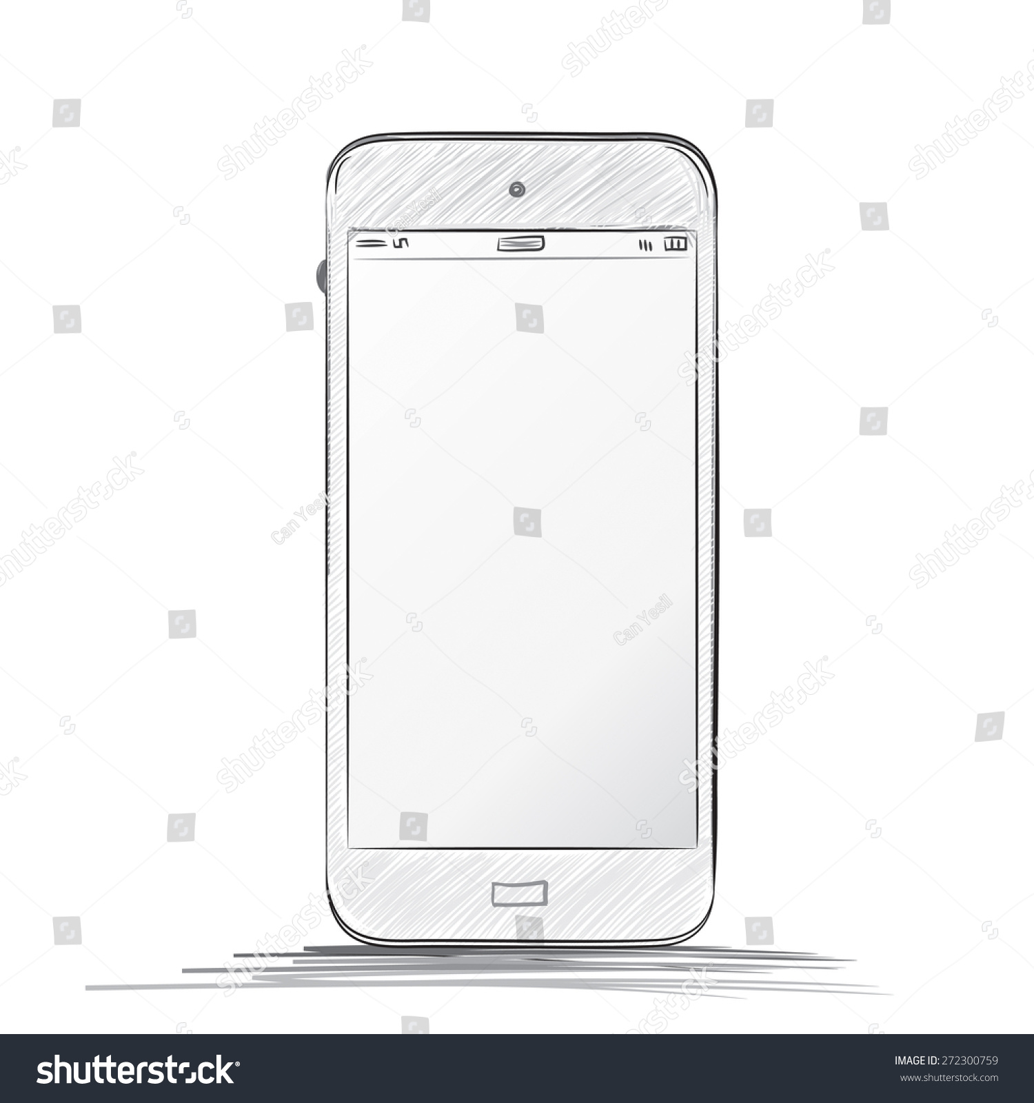 Hand Drawn Mobile Phone Vector Illustration Stock Vector (Royalty Free