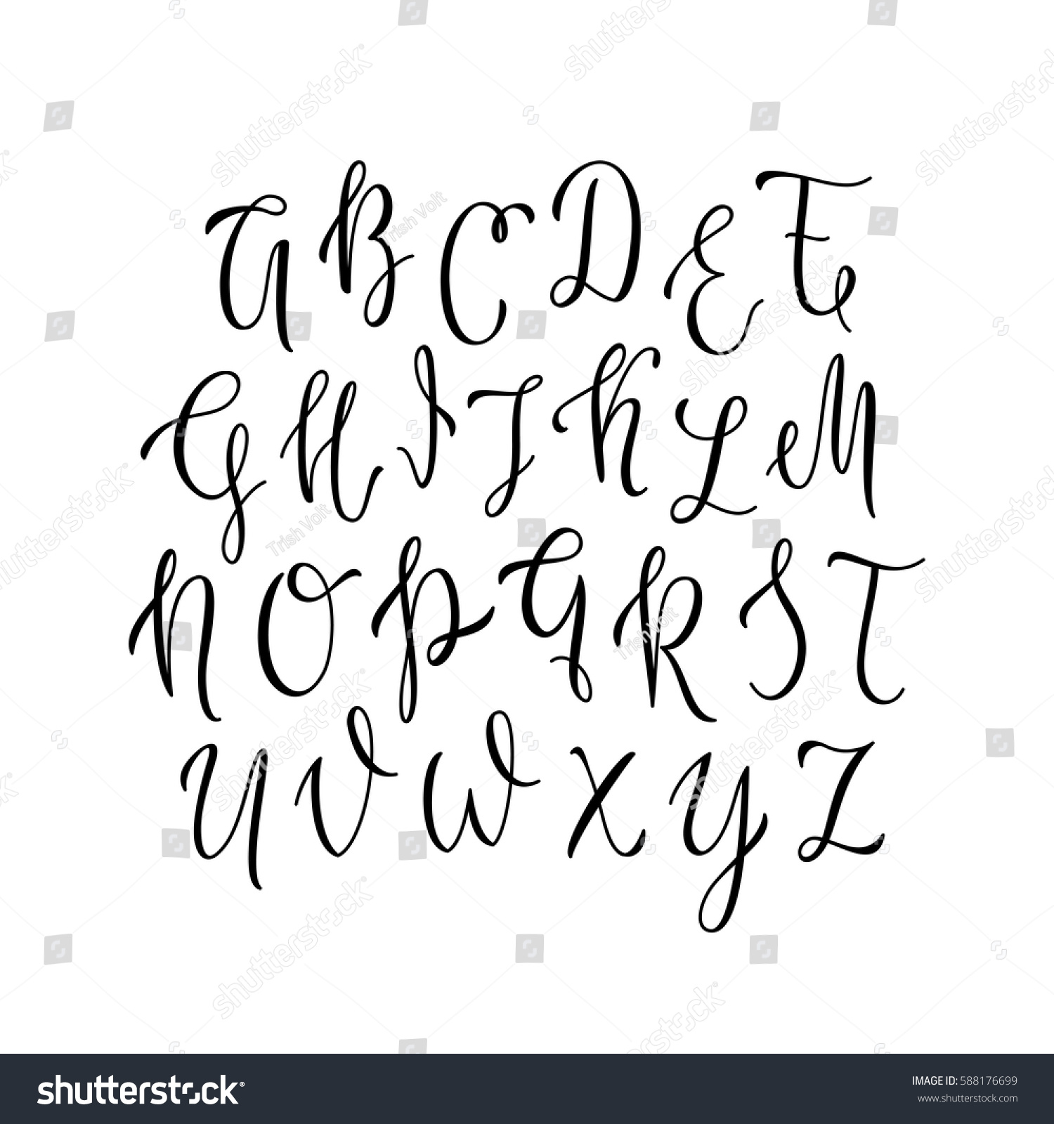 Hand Drawn Modern Typeface Uppercase Stylish Stock Vector 588176699 ...