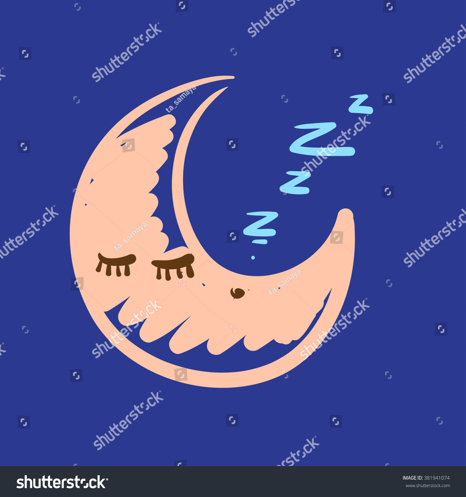 Hand Drawn Moon Sleeping Night Vector Stock Vector Royalty Free