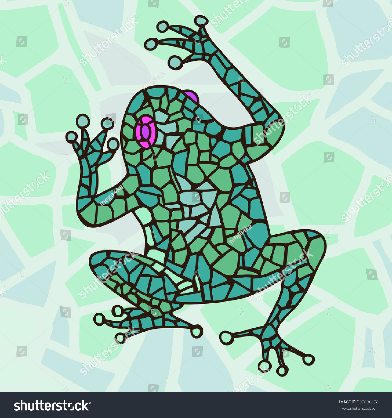 Hand Drawn Mosaic Frog Stock Vector (Royalty Free) 305696858