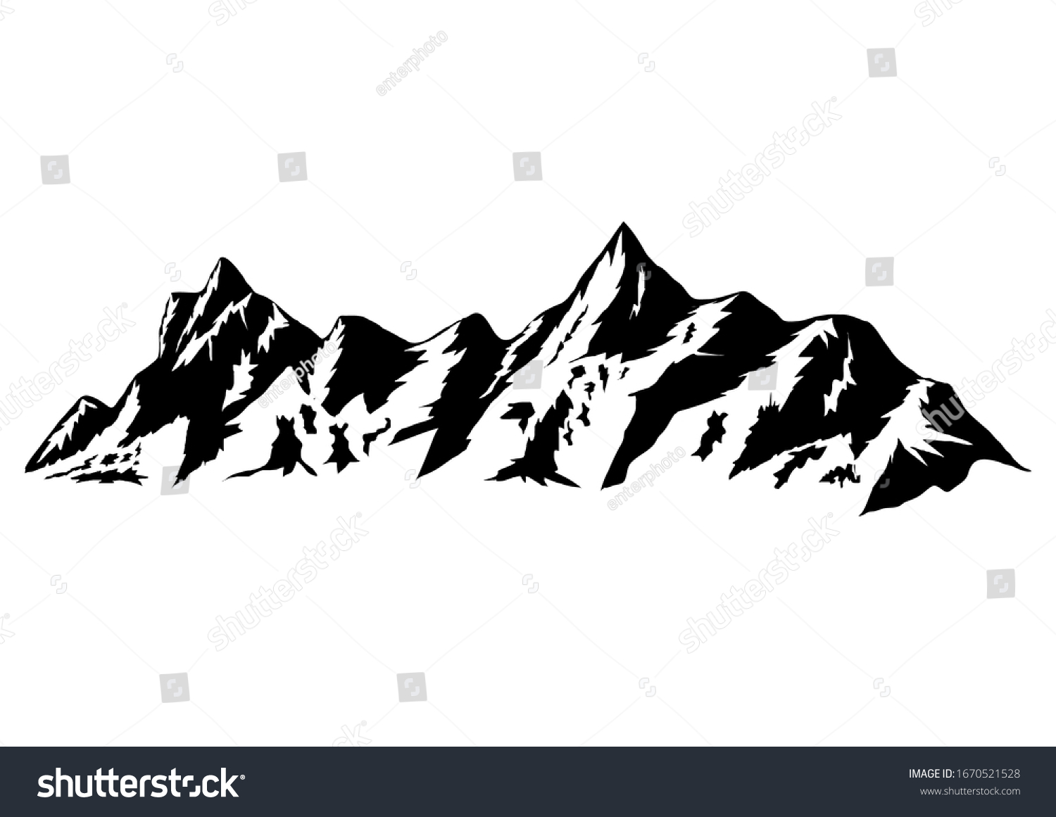 高山用の手描きの山のシルエットアイコン ベクターイラスト のベクター画像素材 ロイヤリティフリー
