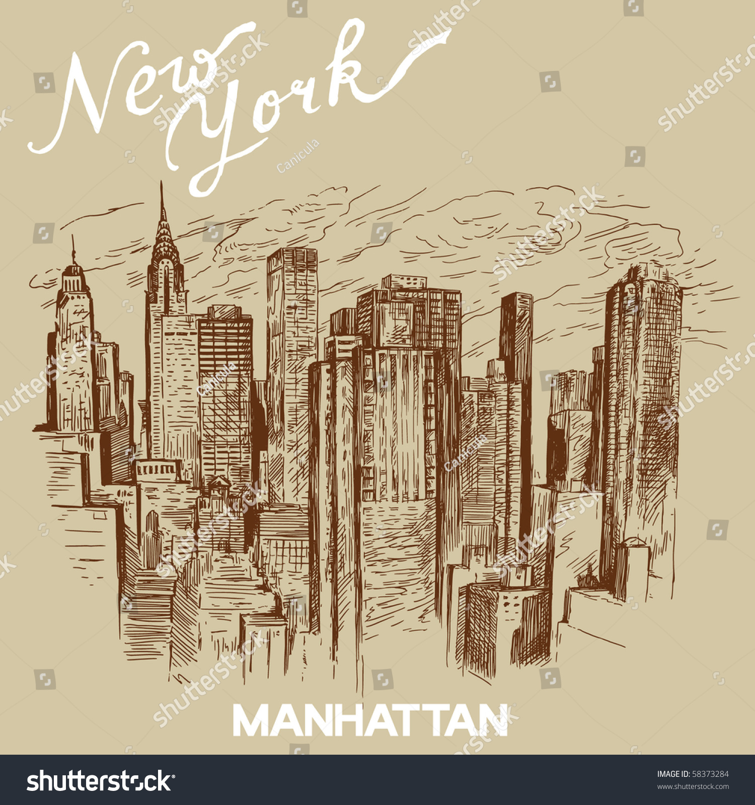 SVG of hand drawn new york architecture svg