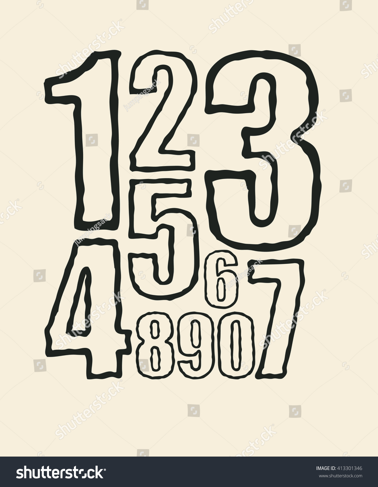 Hand Drawn Numbers Set Vector Illustration Stock Vector 413301346