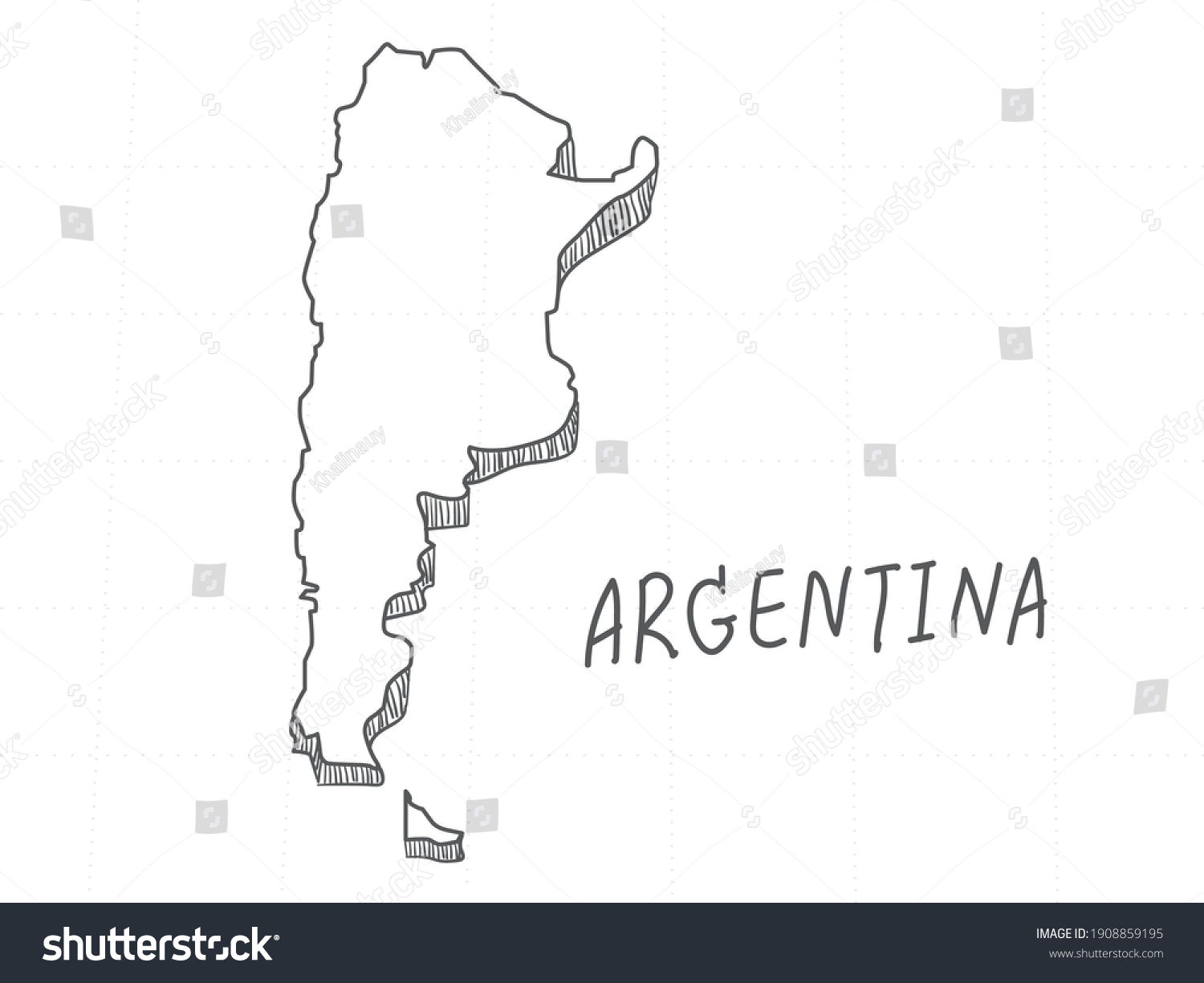 Hand Drawn Argentina 3d Map On Stock Vector (Royalty Free) 1908859195 ...