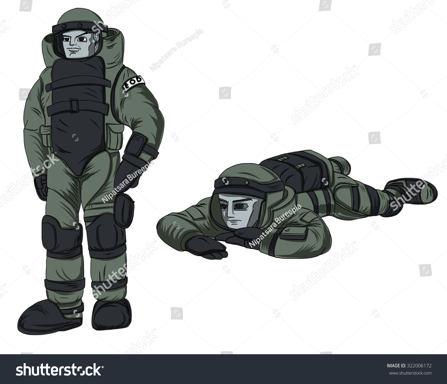 Hand Drawn Explosive Ordnance Disposal Eod Stock Vector (Royalty Free