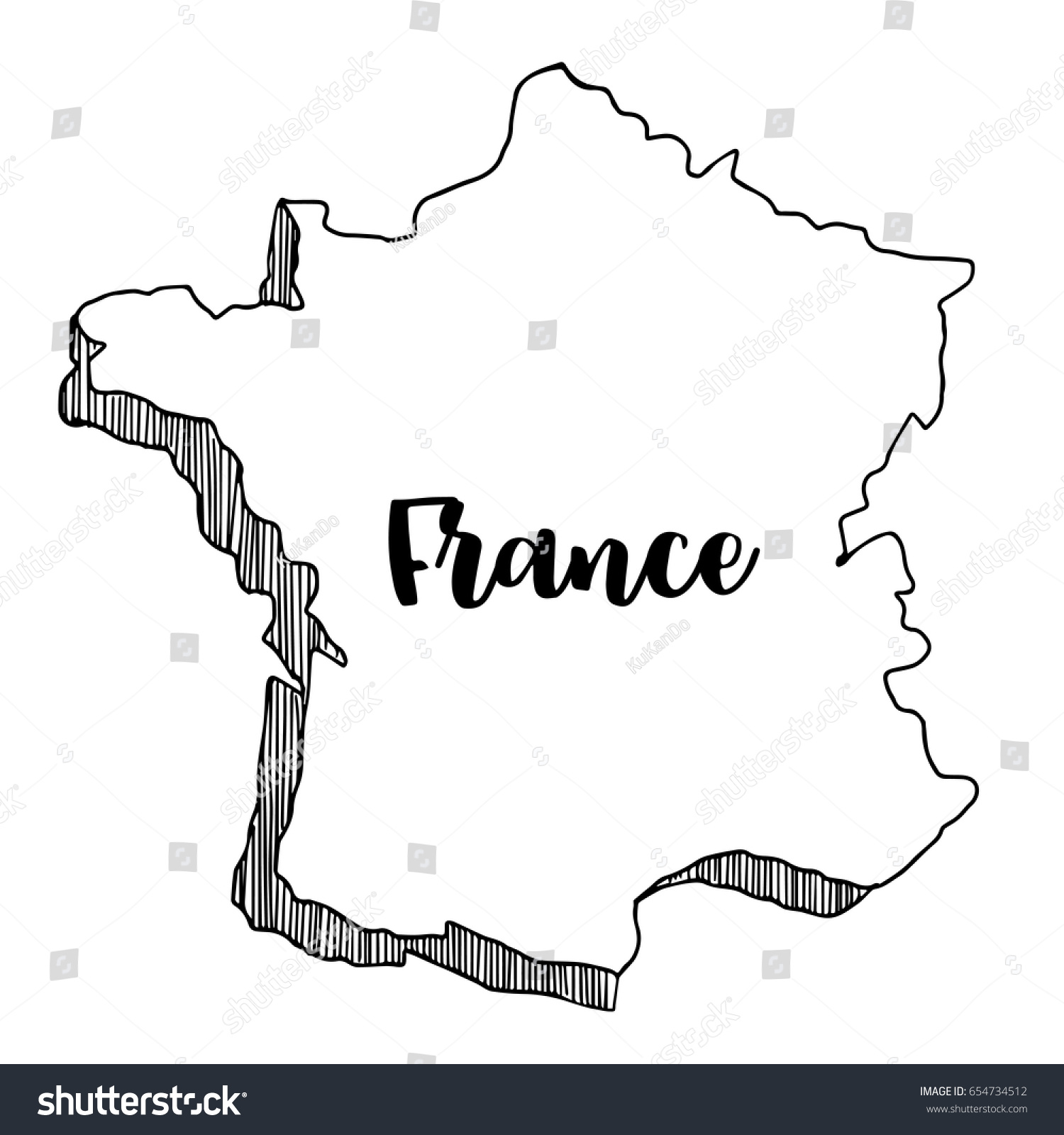 Hand Drawn France Map Vector Illustration Stock Vector (Royalty Free ...