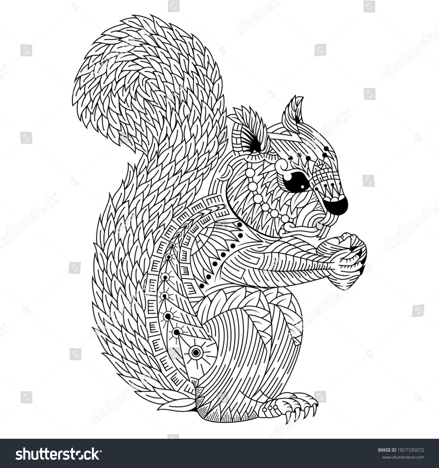 Hand Drawn Squirrel Zentangle Style Stock Vector (Royalty Free ...