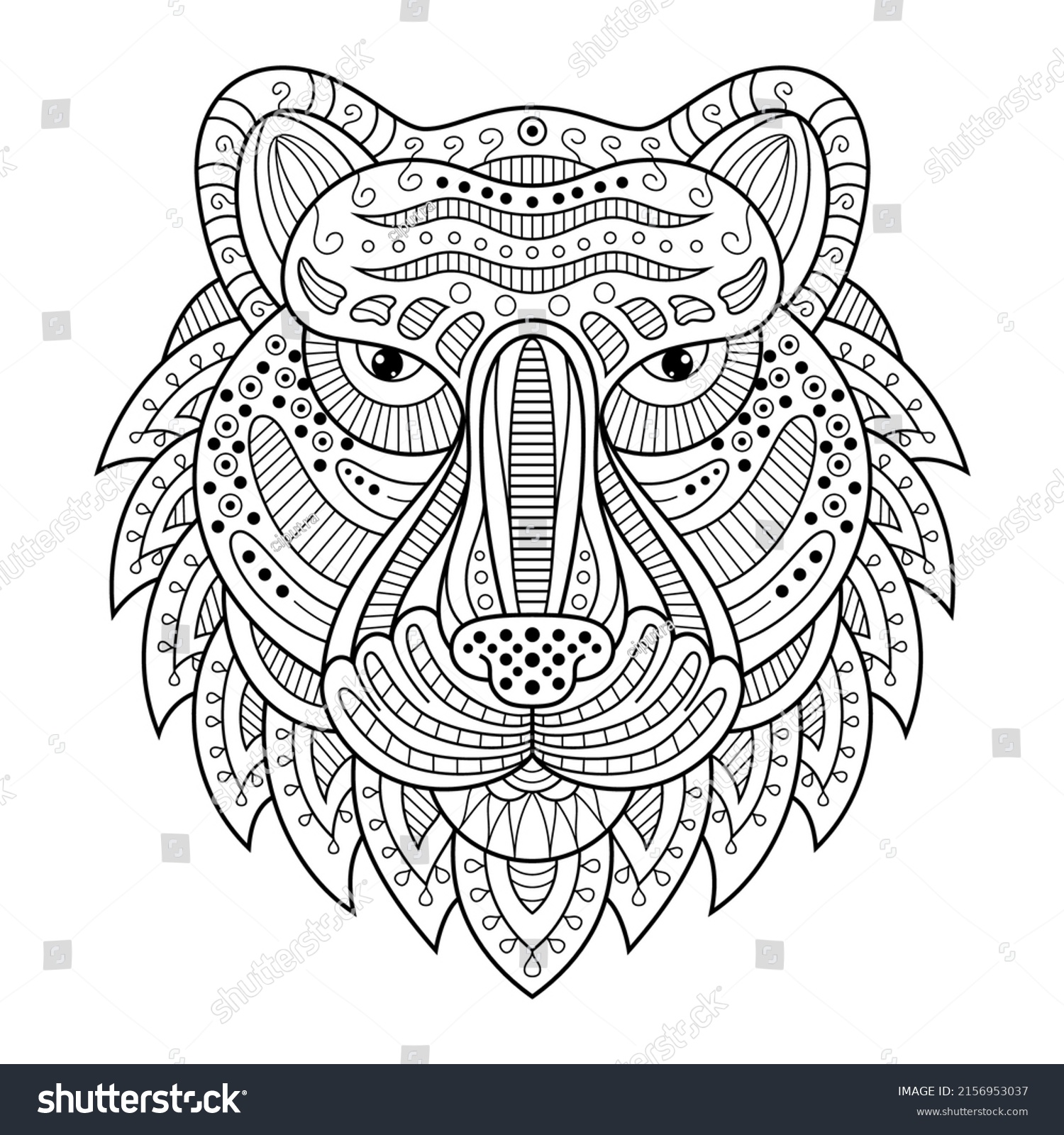 Hand Drawn Tiger Head Zentangle Style Stock Vector Royalty Free