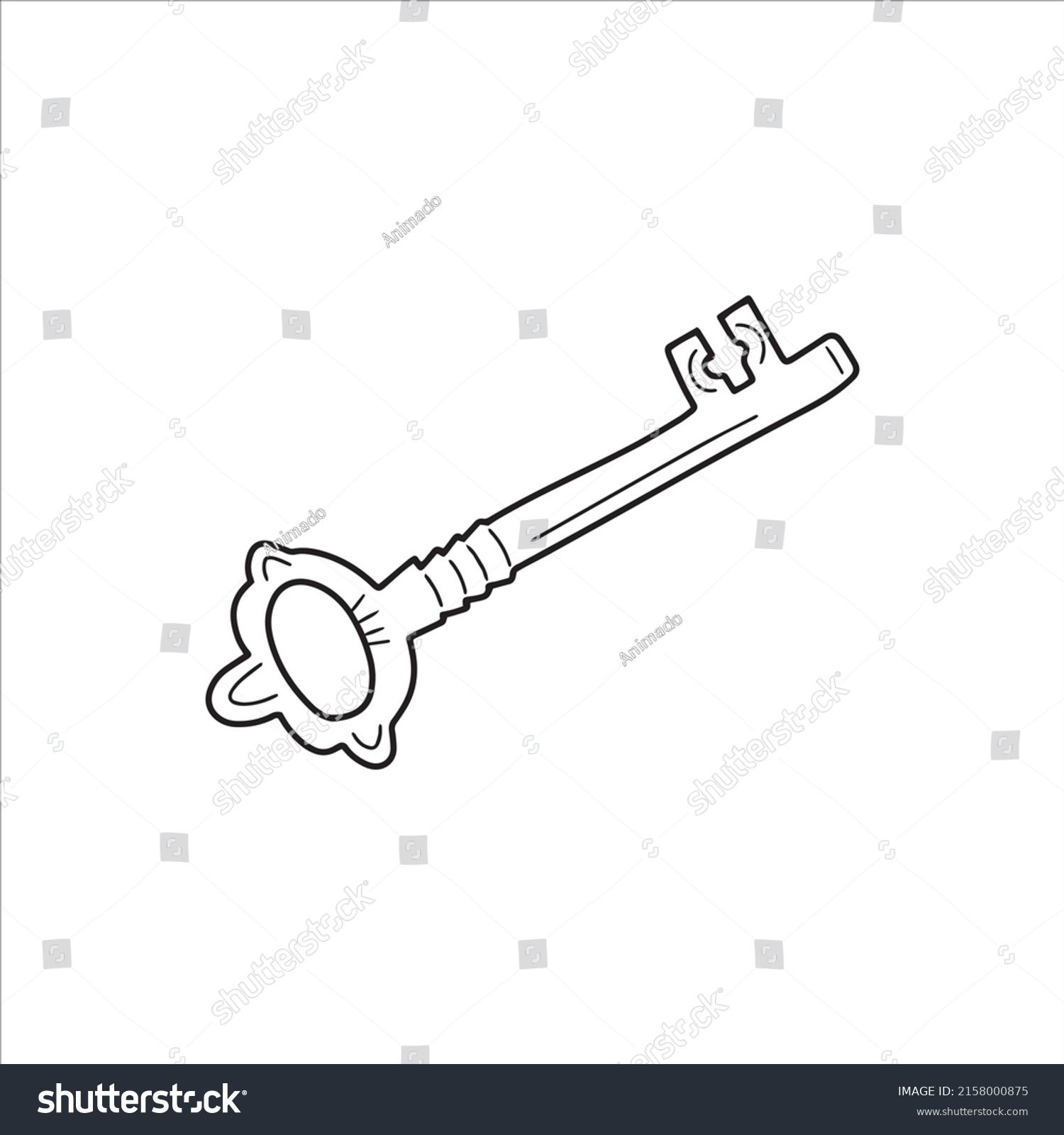 Handdrawn Old Key Doodle Icon Vector Stock Vector Royalty Free