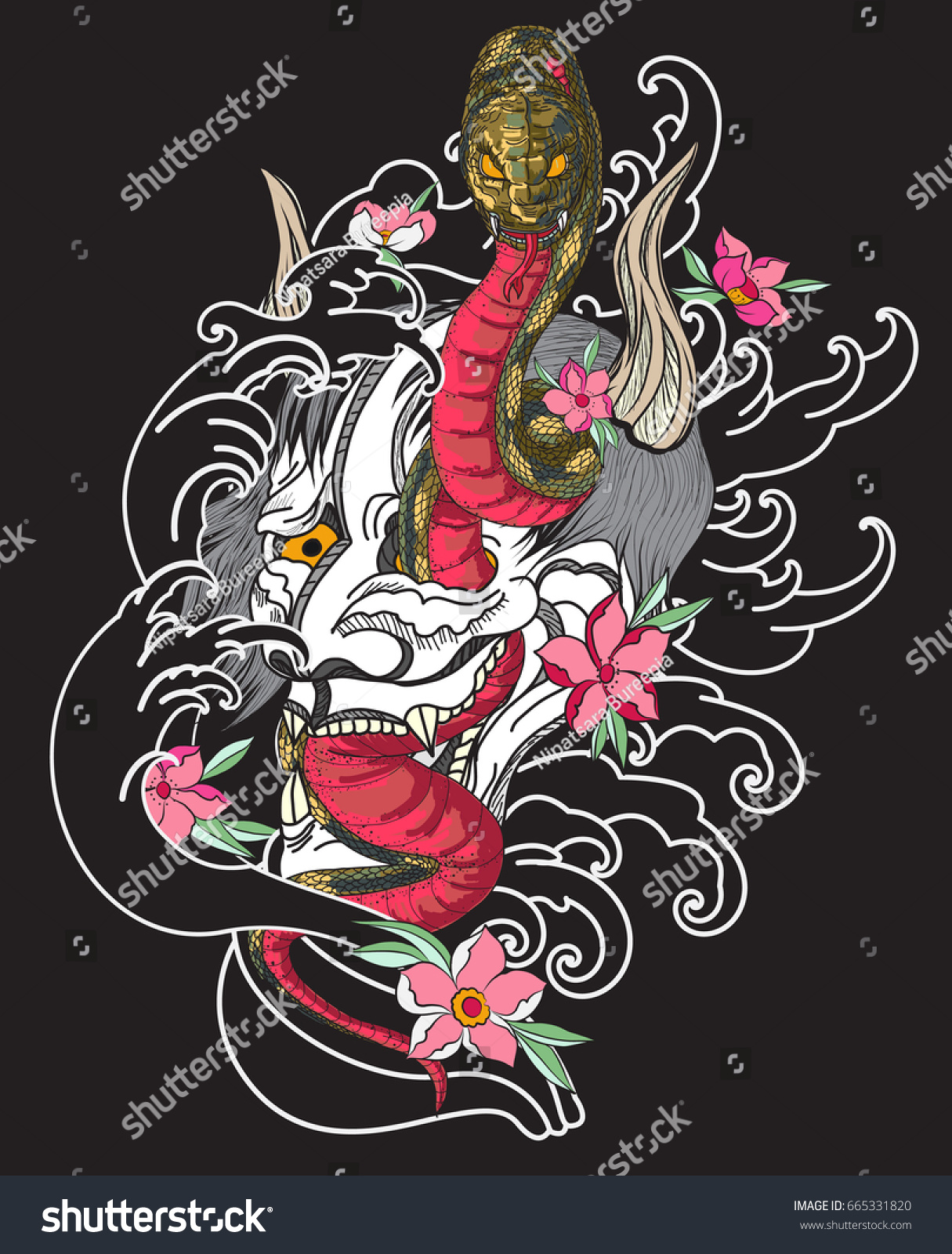 hand drawn oni skull entwined by stock vector 665331820 shutterstock hand drawn oni skull entwined by stock vector 665331820 shutterstock