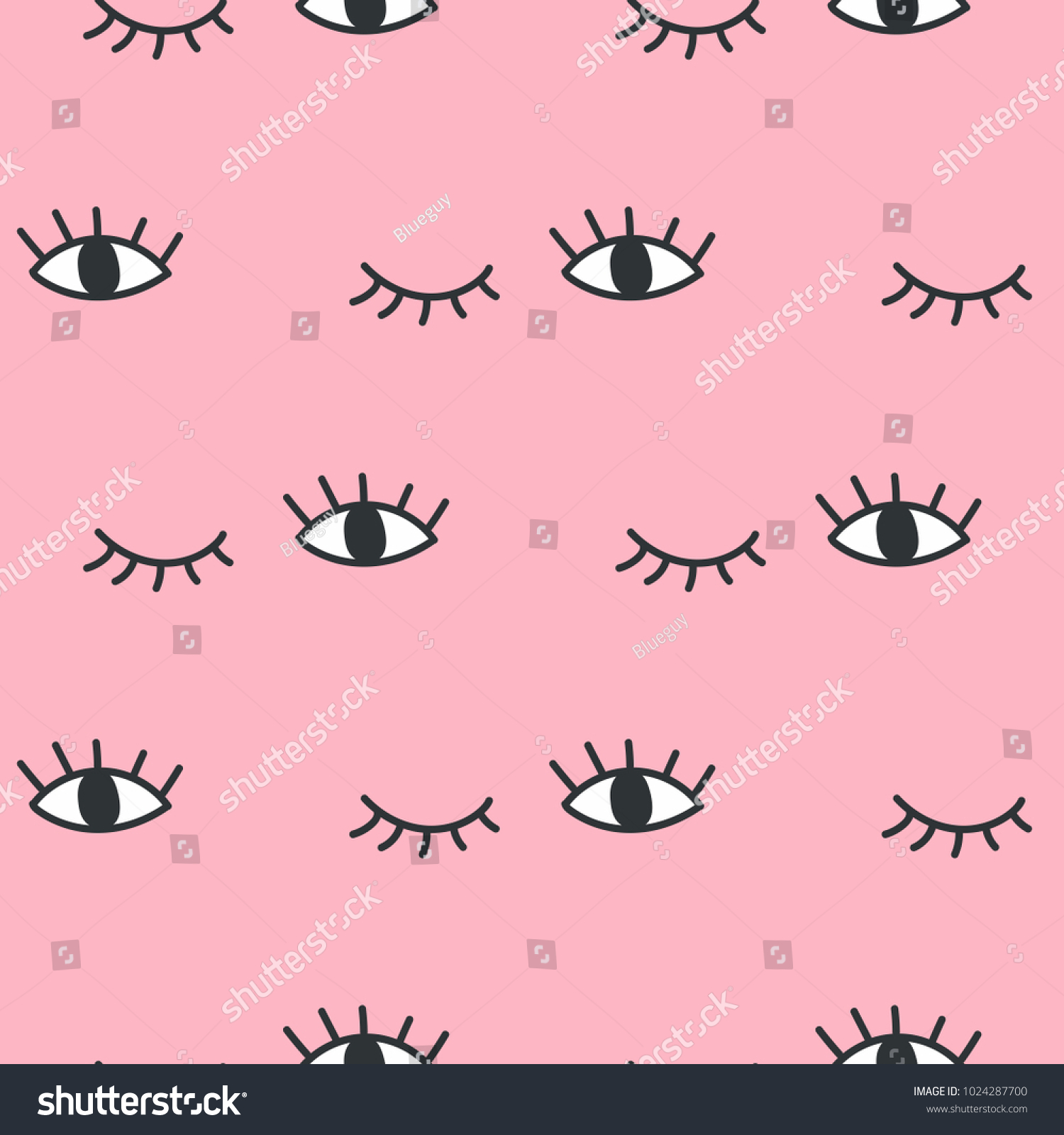 SVG of Hand drawn open and winking eyes doodles seamless pattern. svg