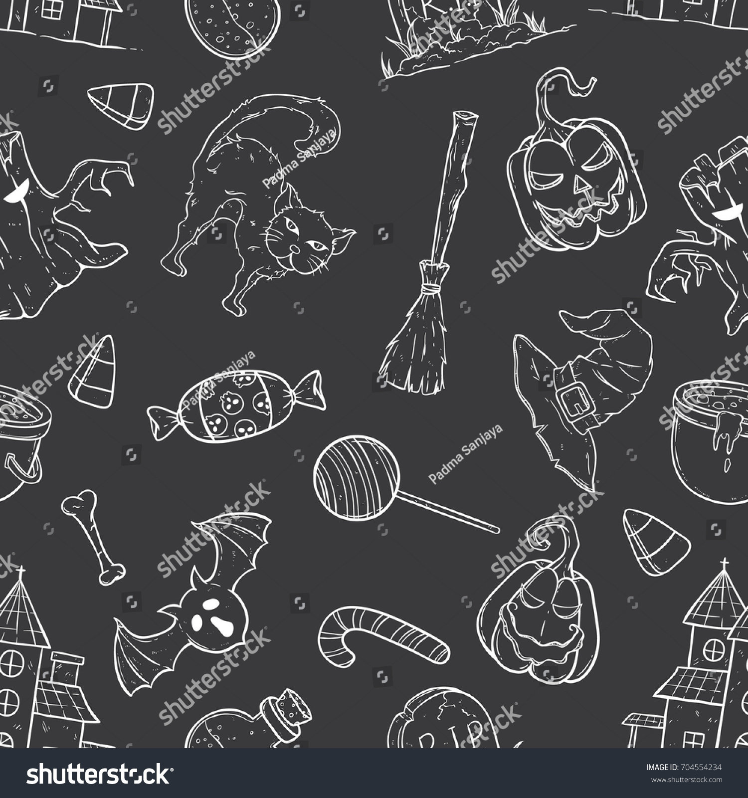 Hand Drawn Doodle Art Halloween Icons Stock Vector Royalty Free