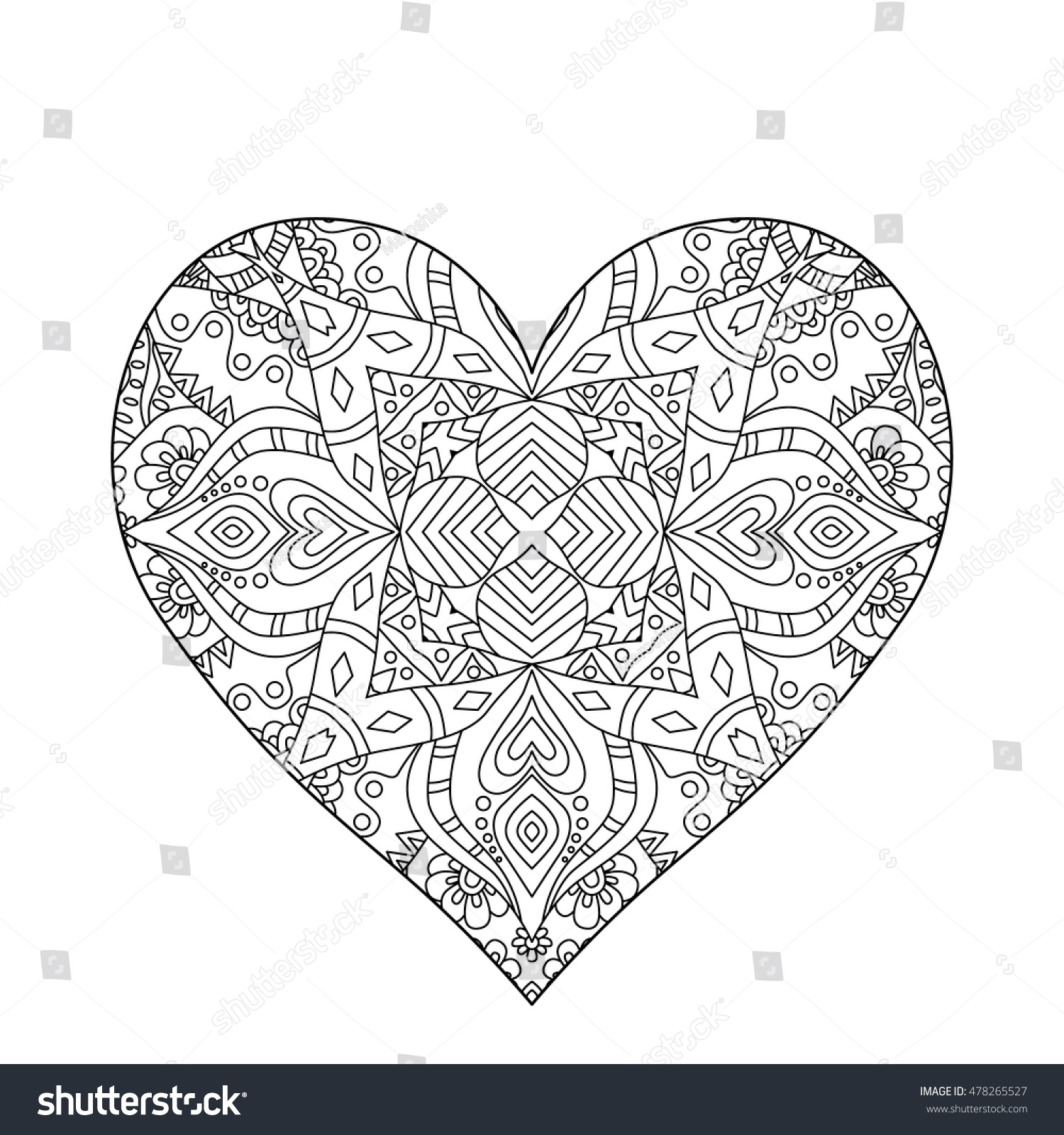 Hand Drawn Ornate Heart Adult Anti Stock Vector Royalty Free 478265527 2469