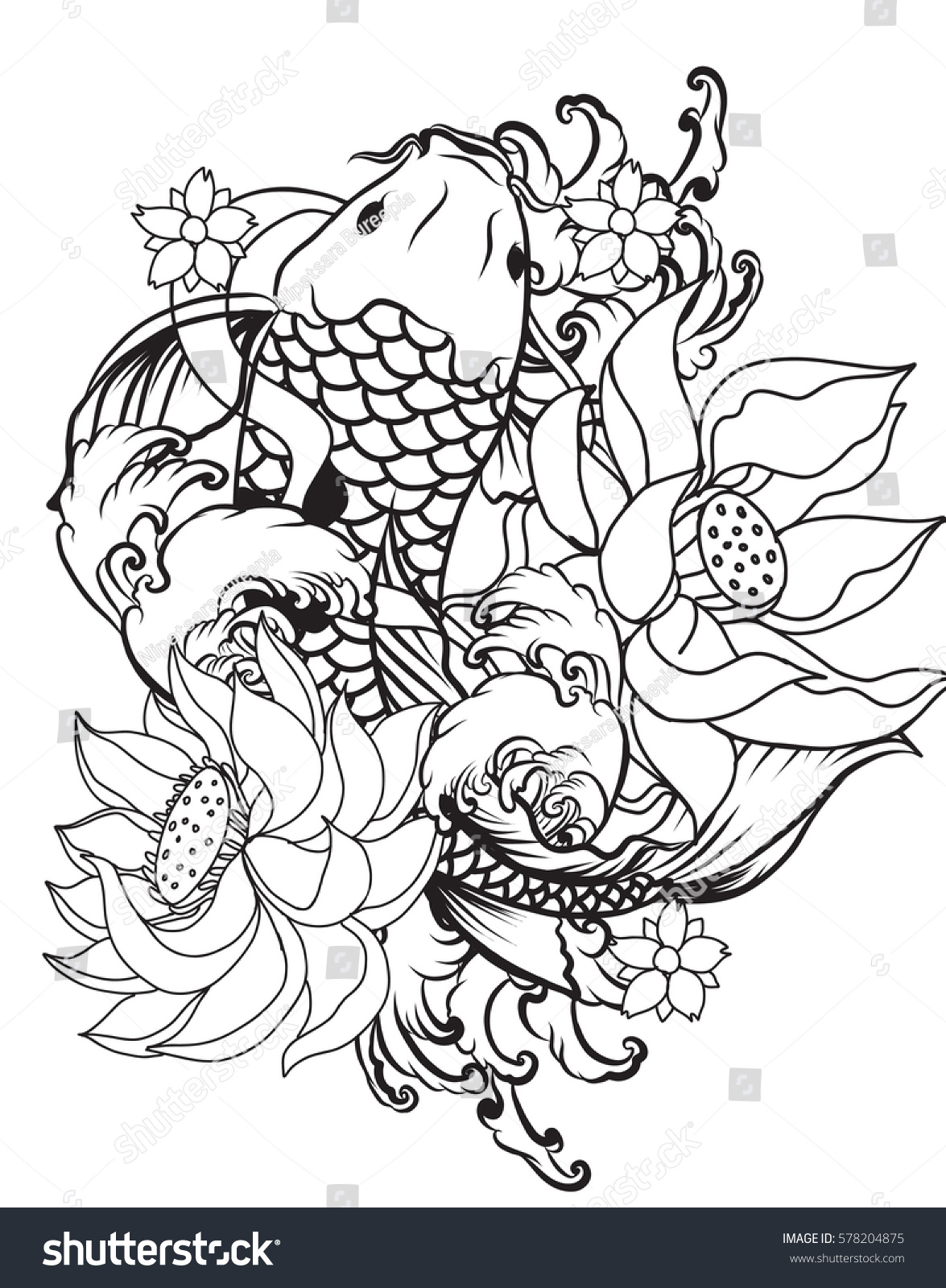 hand drawn outline koi fish tattoo stock vector 578204875 hand drawn outline koi fish tattoo stock vector 578204875