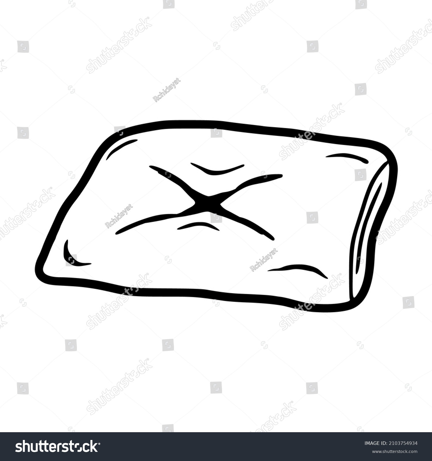 Hand Drawn Outline Single Pillow Icon Stock Vector (Royalty Free ...