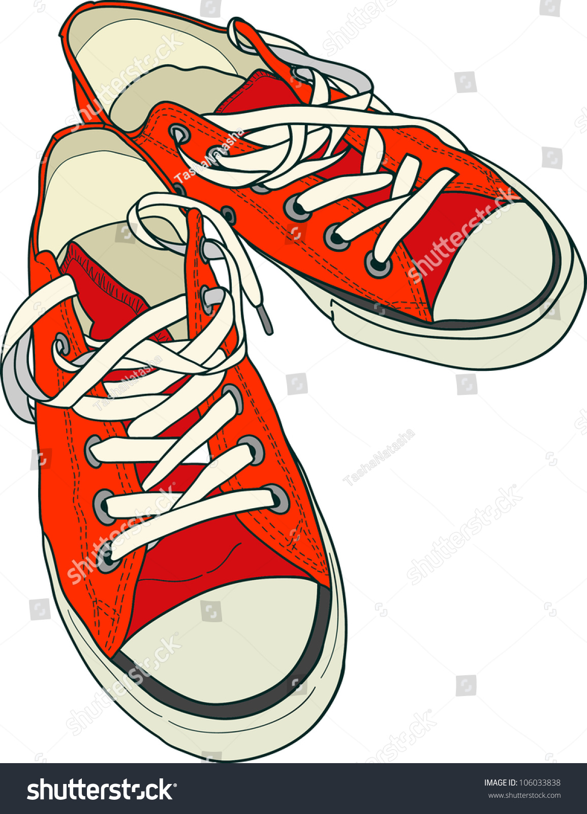 Hand Drawn Pair Red Sneakers On Stock Vector 106033838 - Shutterstock