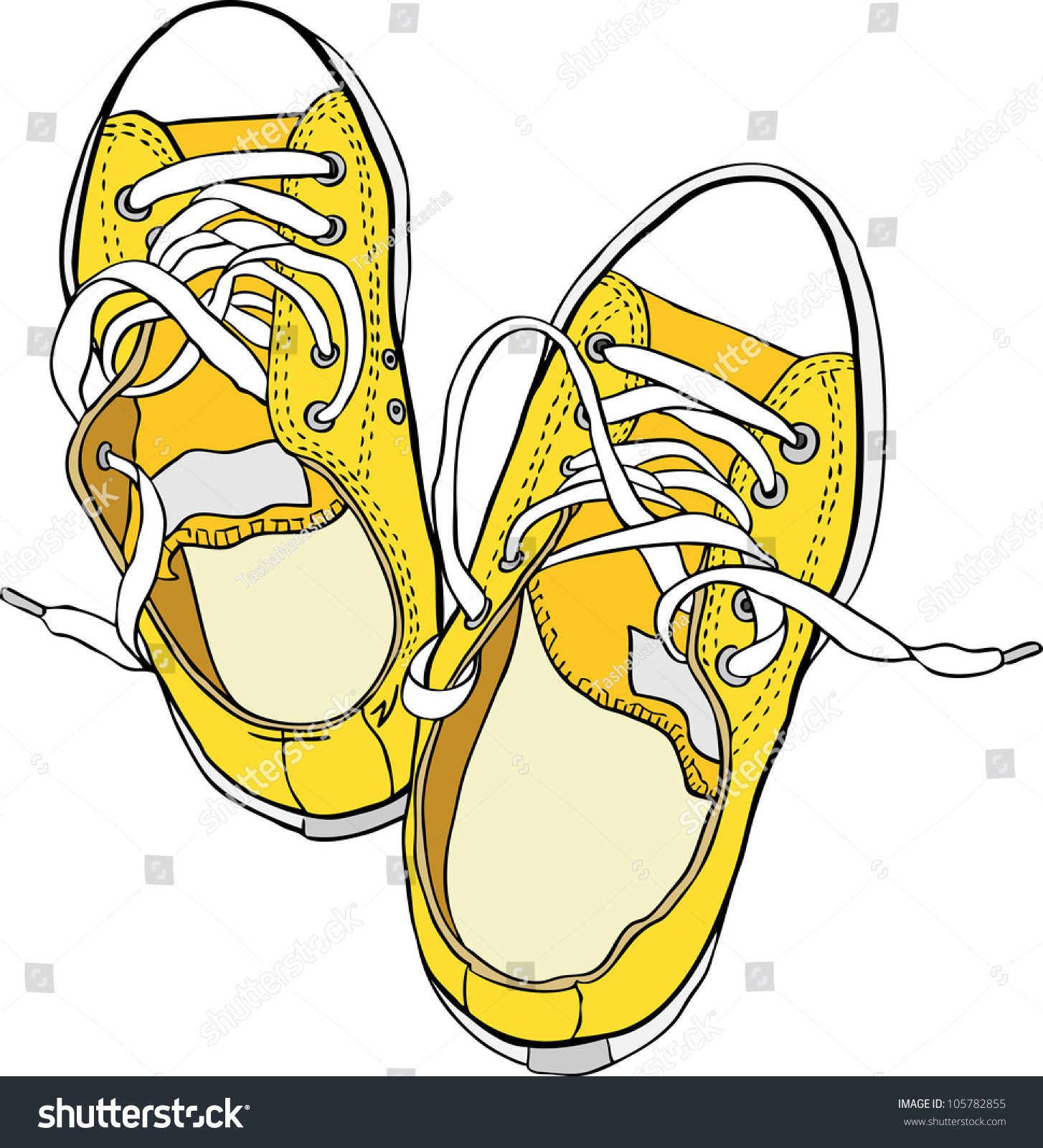 Hand Drawn Pair Yellow Sneakers Vector Stock Vector 105782855 ...