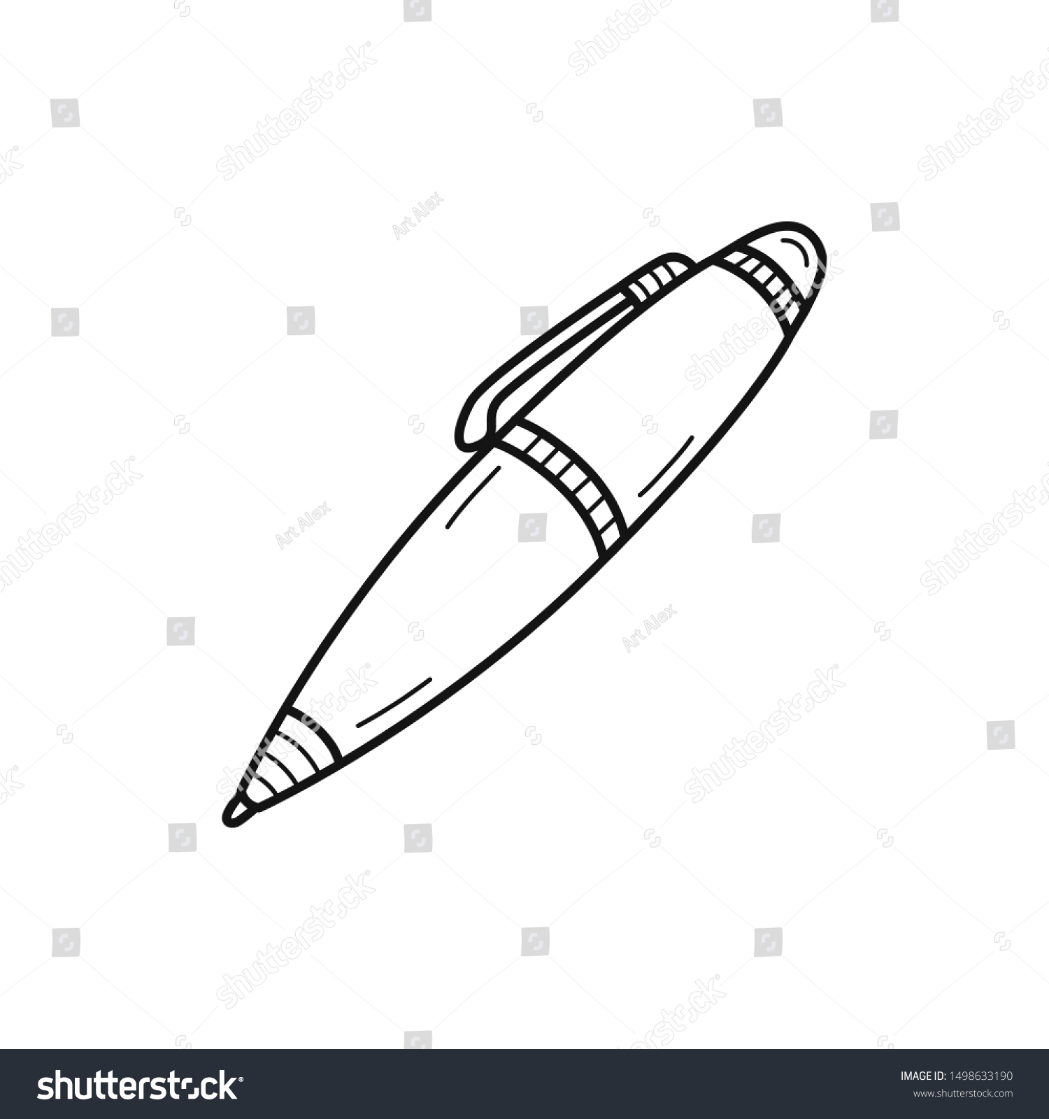 Hand Drawn Pen Isolated On White Stock Vector Royalty Free 1498633190