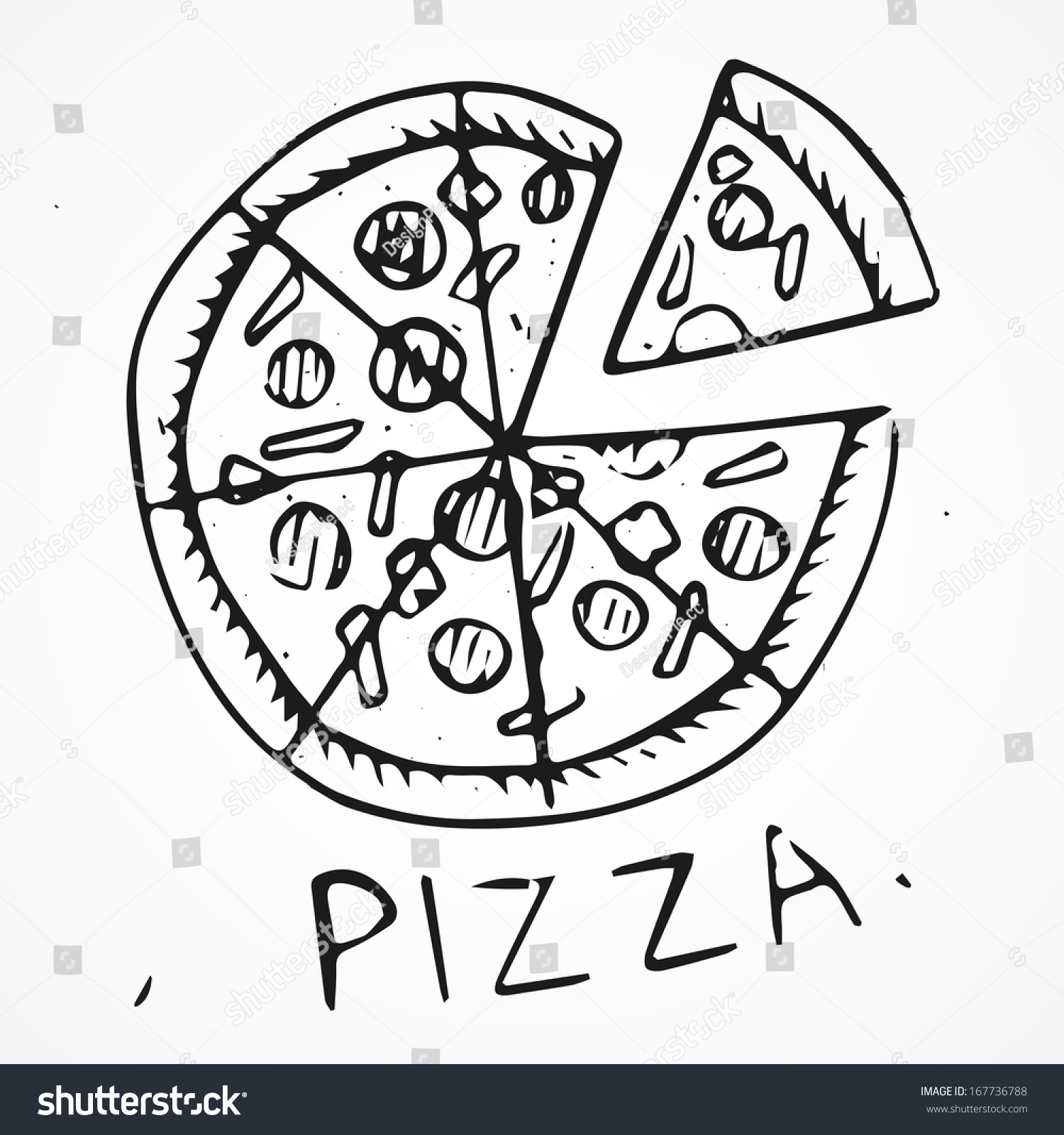 Hand Drawn Pizza Stock Vector Illustration 167736788 : Shutterstock