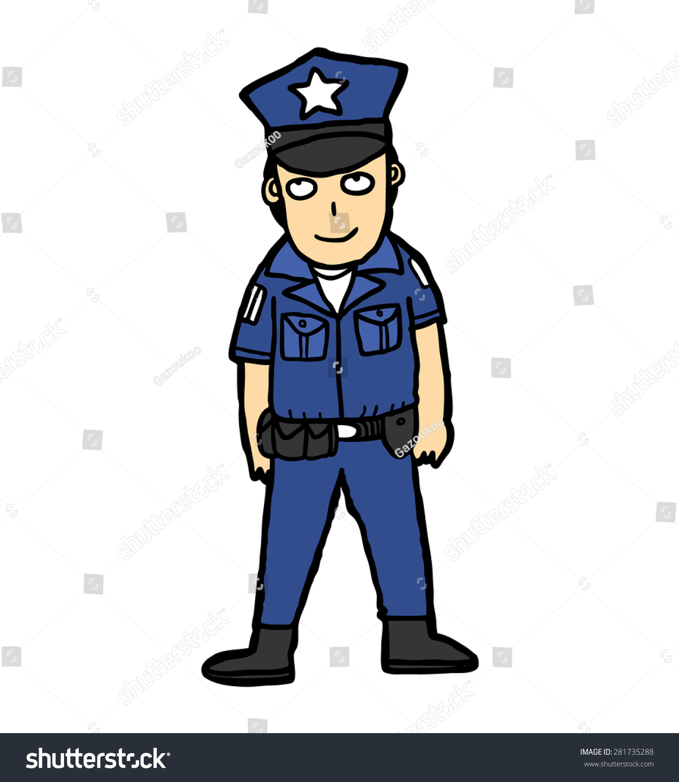 Hand Drawn Policeman Stock Vector 281735288 - Shutterstock