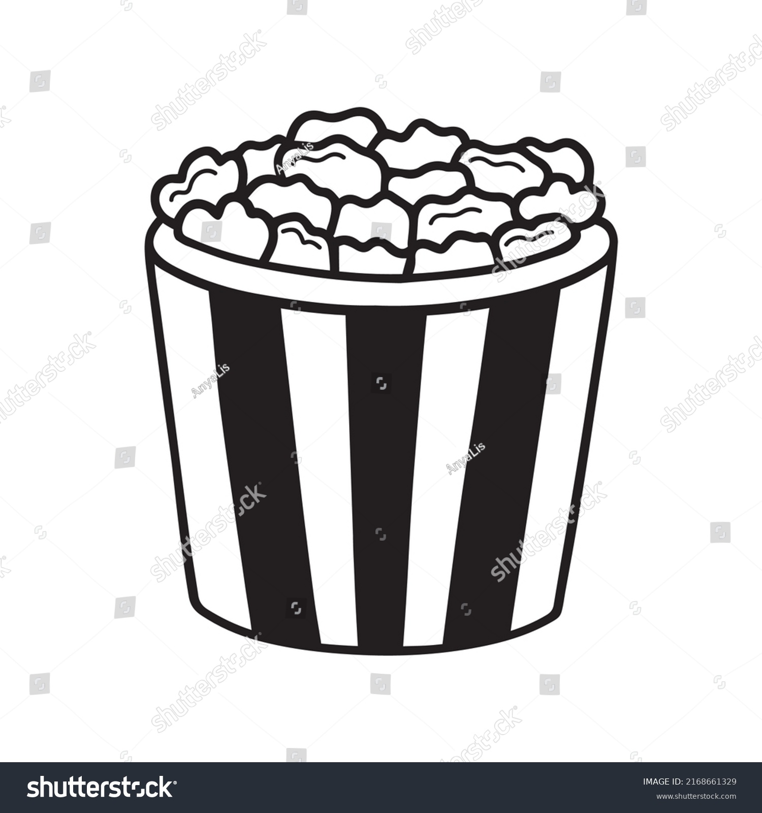 Hand Drawn Popcorn Doodle Cinema Food Stock Vector (royalty Free 