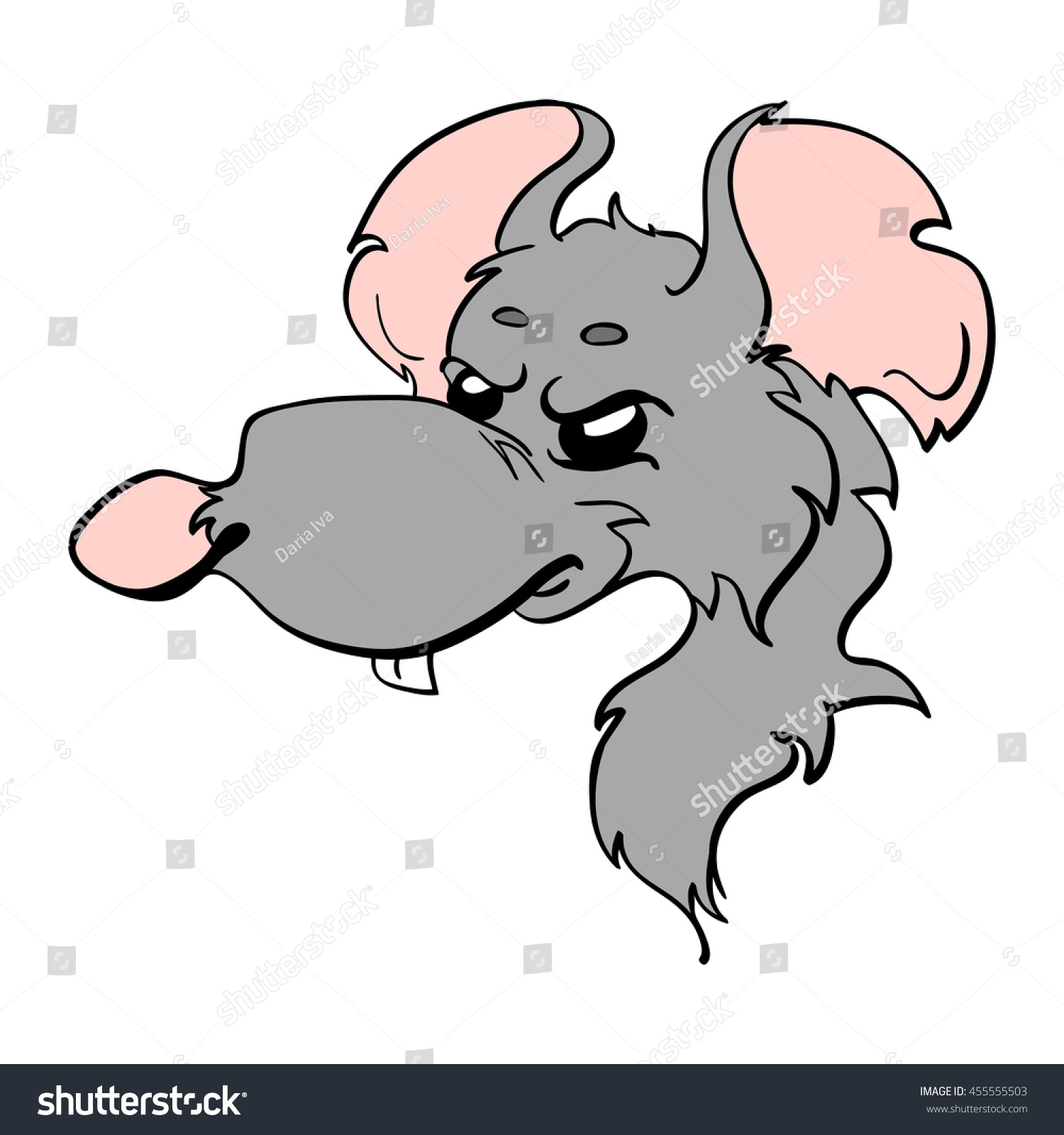 Handdrawn Portrait Cute Gray Rat Mouse Stock Vector 455555503