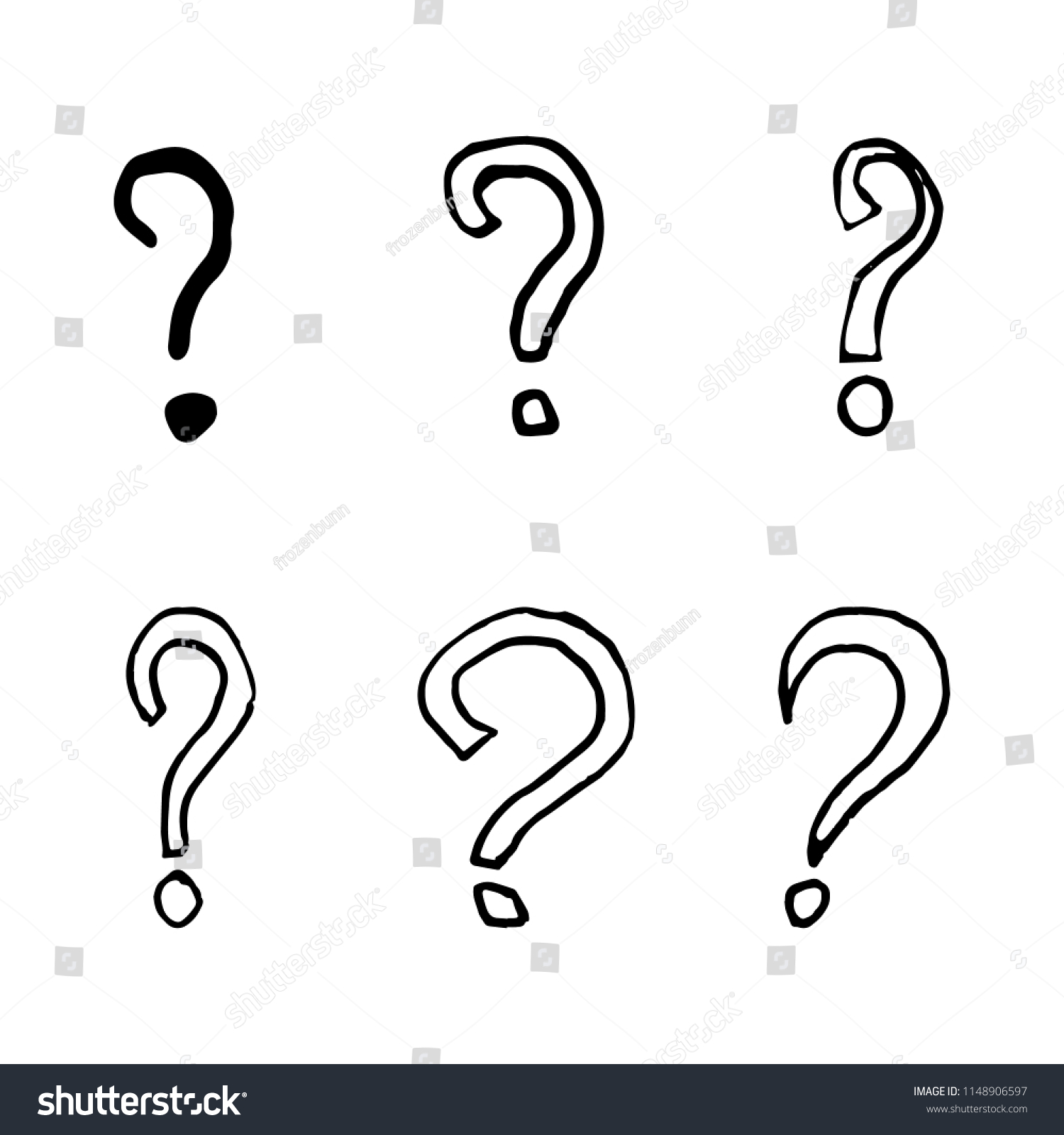 Hand Drawn Question Mark Doodles Set Stock Vector (Royalty Free) 1148906597