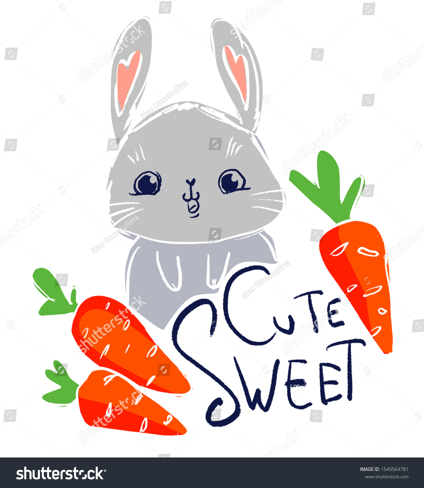 Hand Drawn Rabbit Carrots Inscription Cute Stock Vector (Royalty Free ...