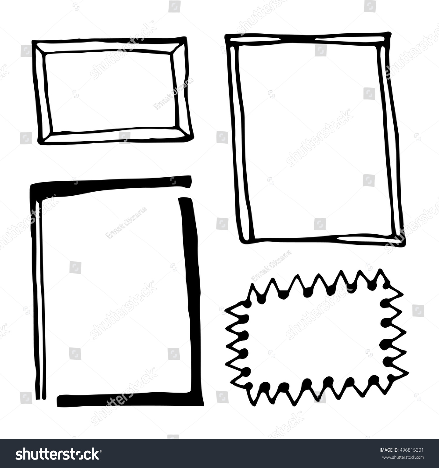 Hand Drawn Rectangle Frames Set Cartoon Stock Vector (Royalty Free ...