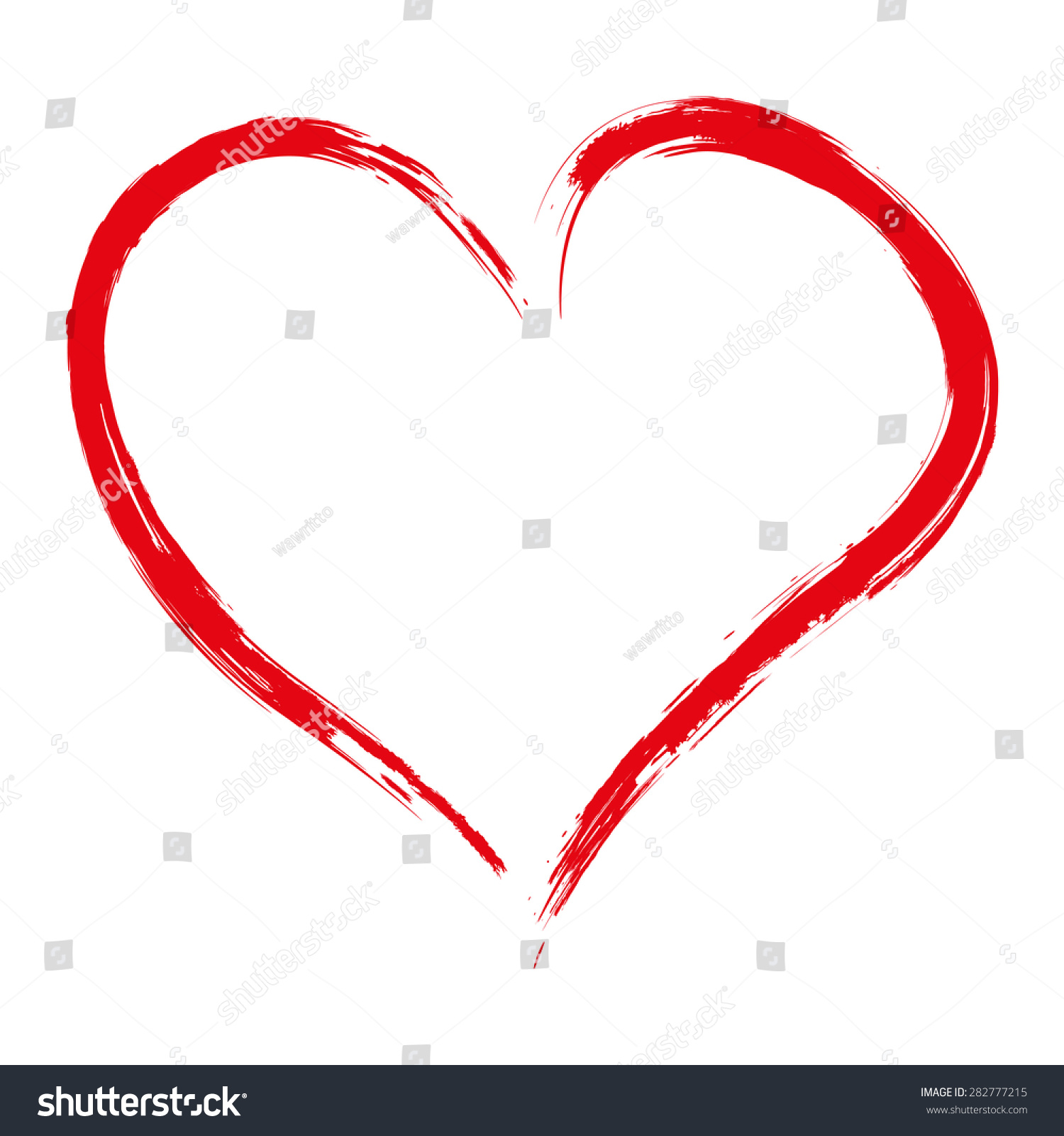 Hand Drawn Red Heart Isolated On White Background, Vector Illustration ...