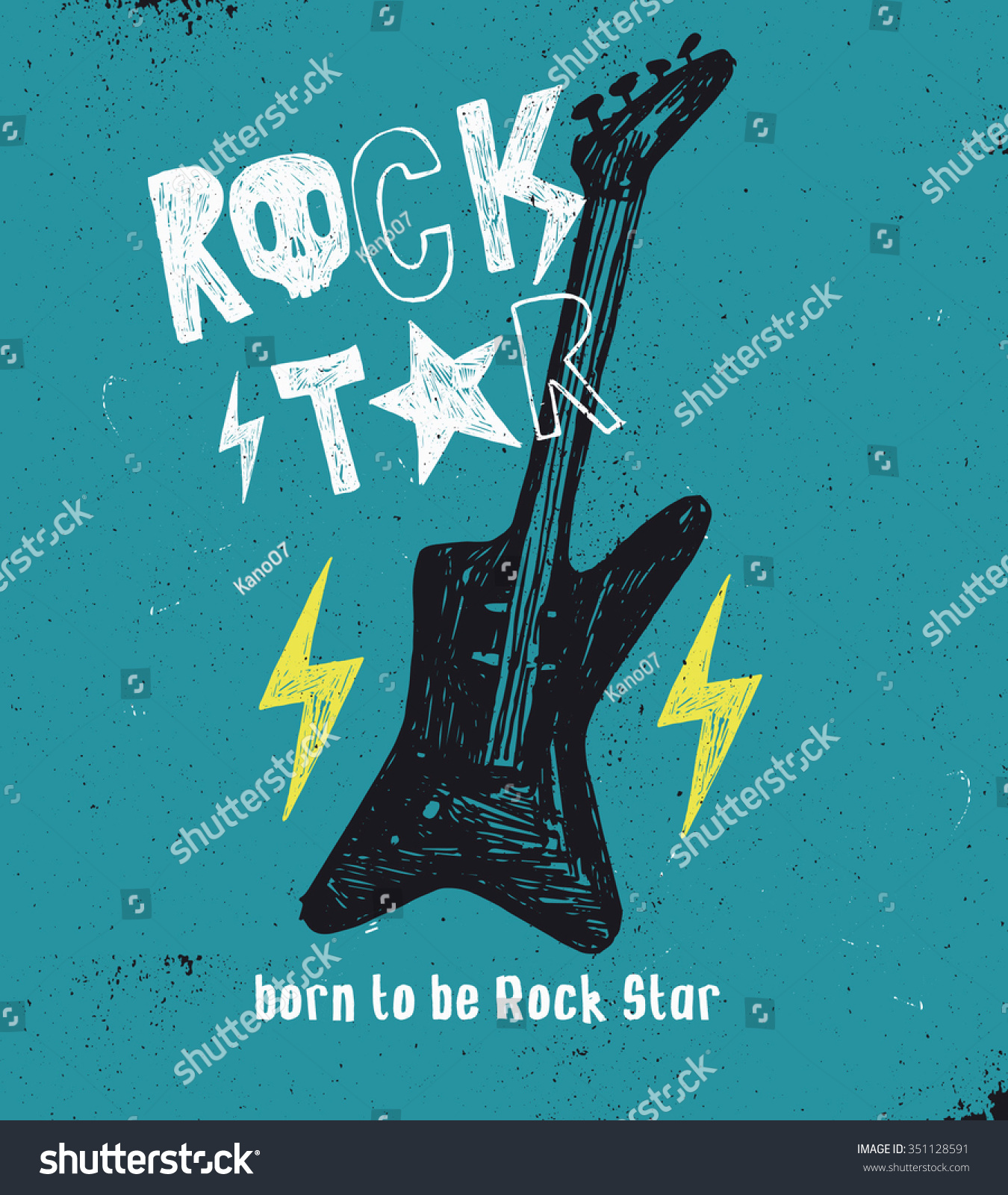 Hand Drawn Rock Star Typography Stock Vector 351128591 - Shutterstock