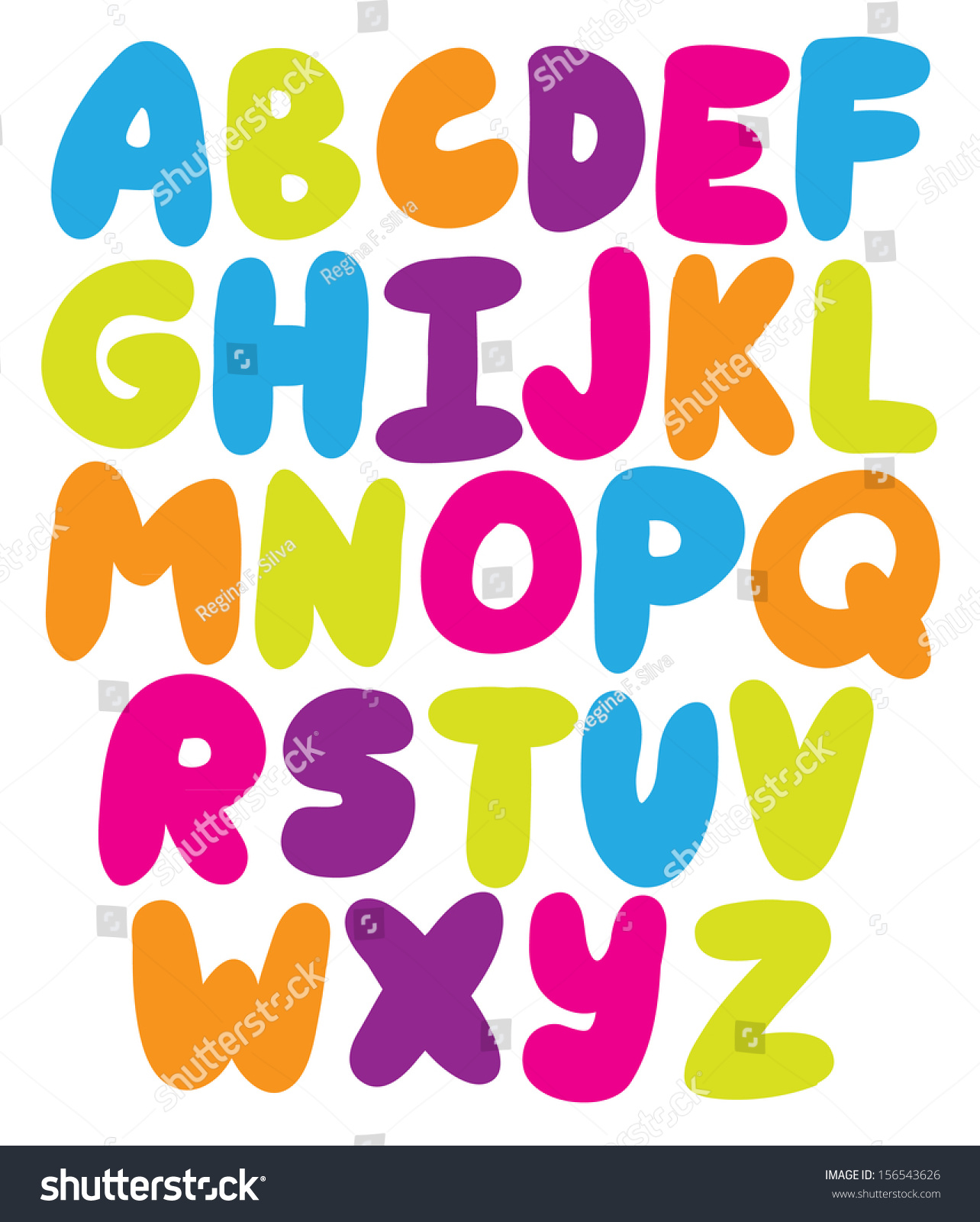 Hand Drawn Rounded Alphabet Abs Letters - Vector - 156543626 : Shutterstock