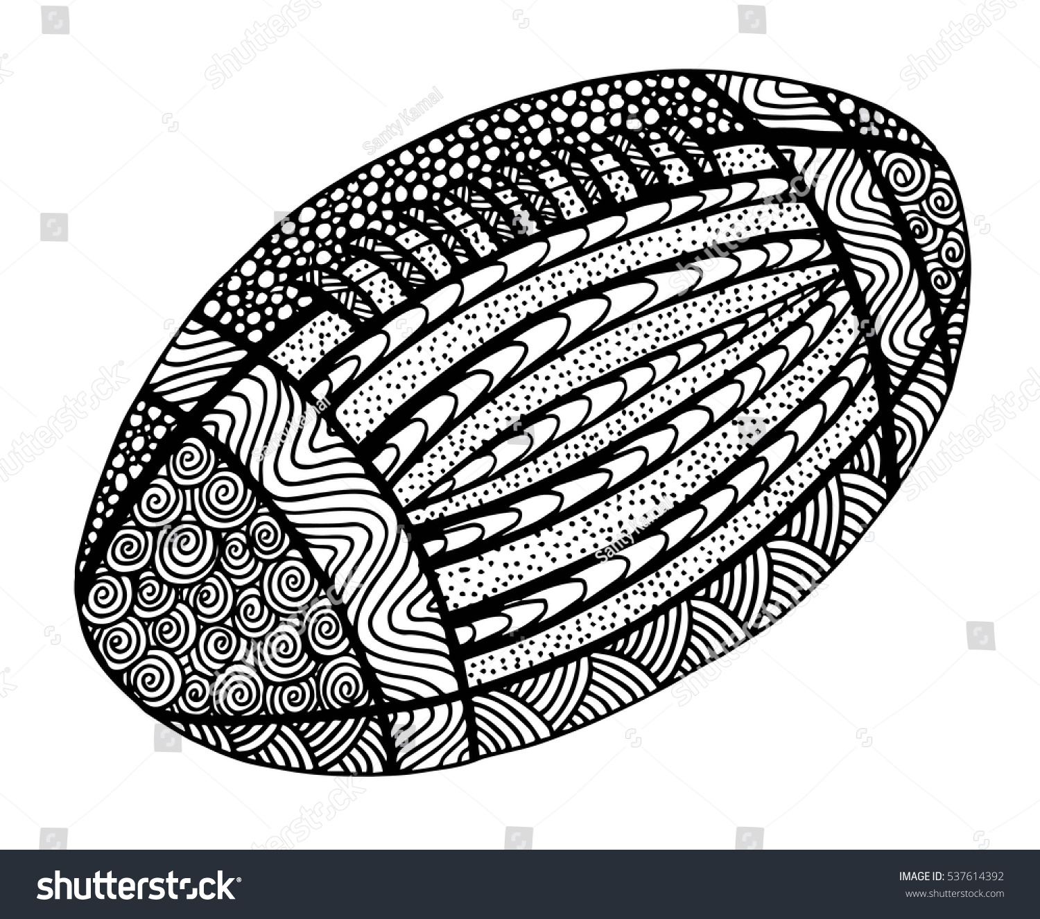 Hand Drawn Rugby Ball Illustration On Stock Vector 537614392 Shutterstock