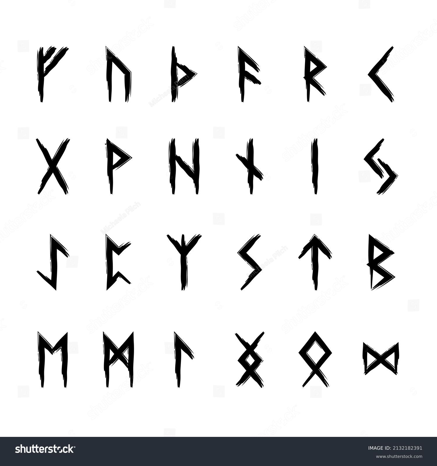 Hand Drawn Runic Alphabet Called Elder Stock Vector (Royalty Free ...