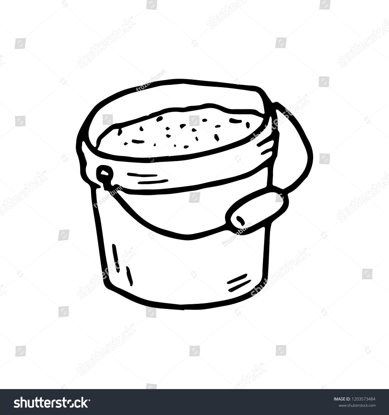 Hand Drawn Sand Bucket Doodle Sketch Stock Vector Royalty Free Stock Vector Hand Drawn Sand Bucket Doodle Sketch Style Icon Decoration Element Isolated On White Background 1203573484