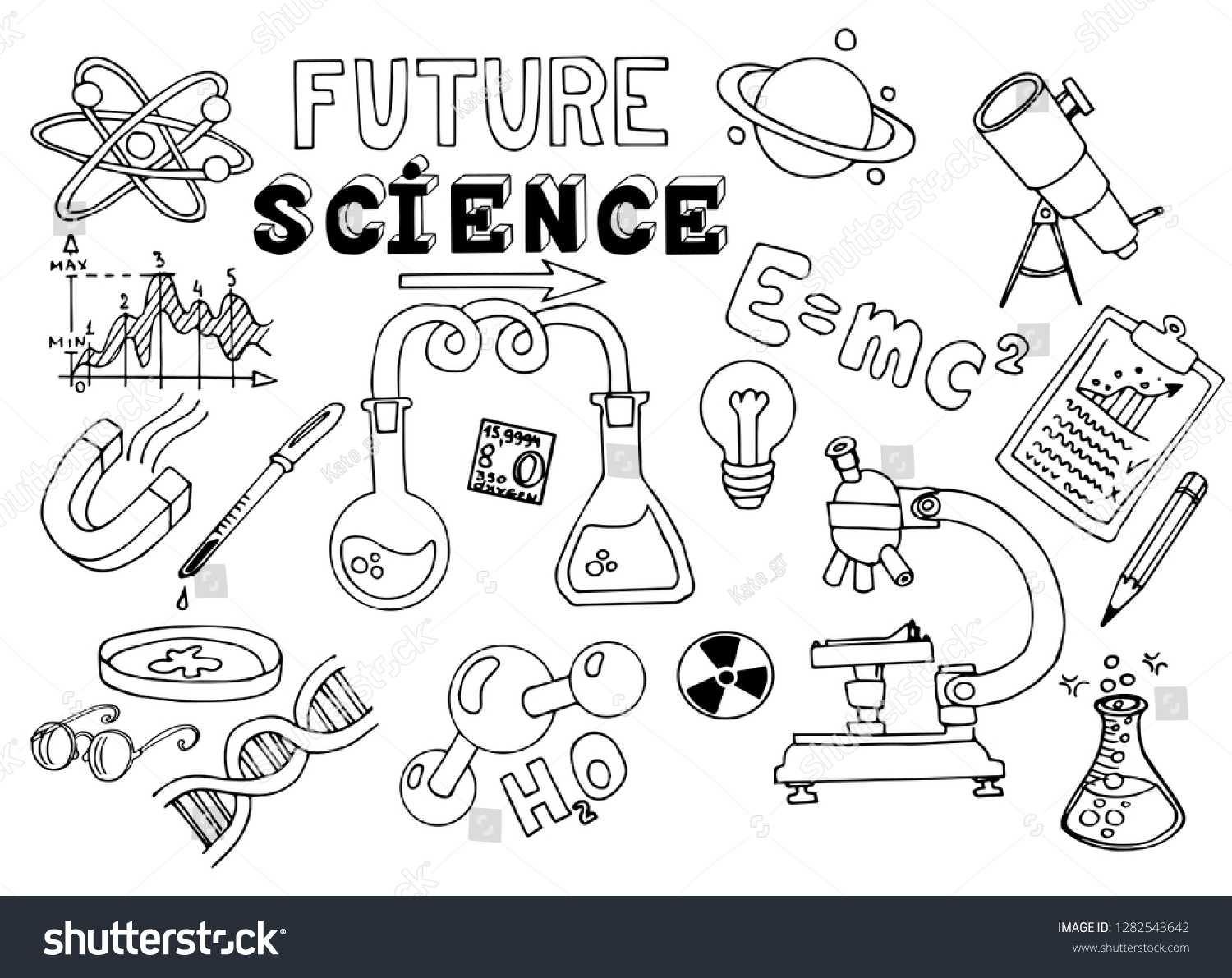 Hand Drawn Science Sketch Education School Stock Vector (Royalty Free ...