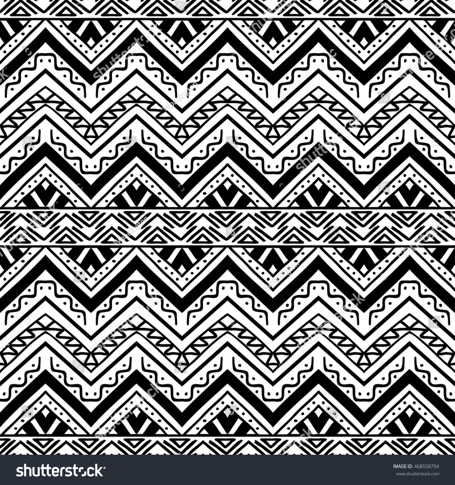 Hand Drawn Seamless Pattern Tribal Aztec Stock Vector 468558794 ...