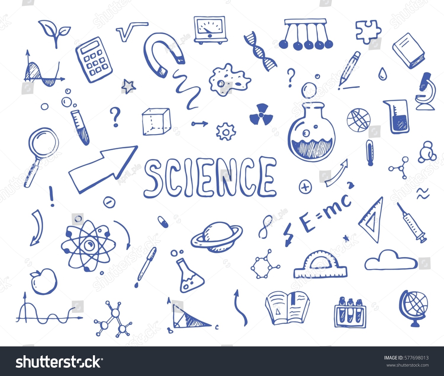 Hand Drawn Set Cartoon Science Elements Stock Vector (Royalty Free ...