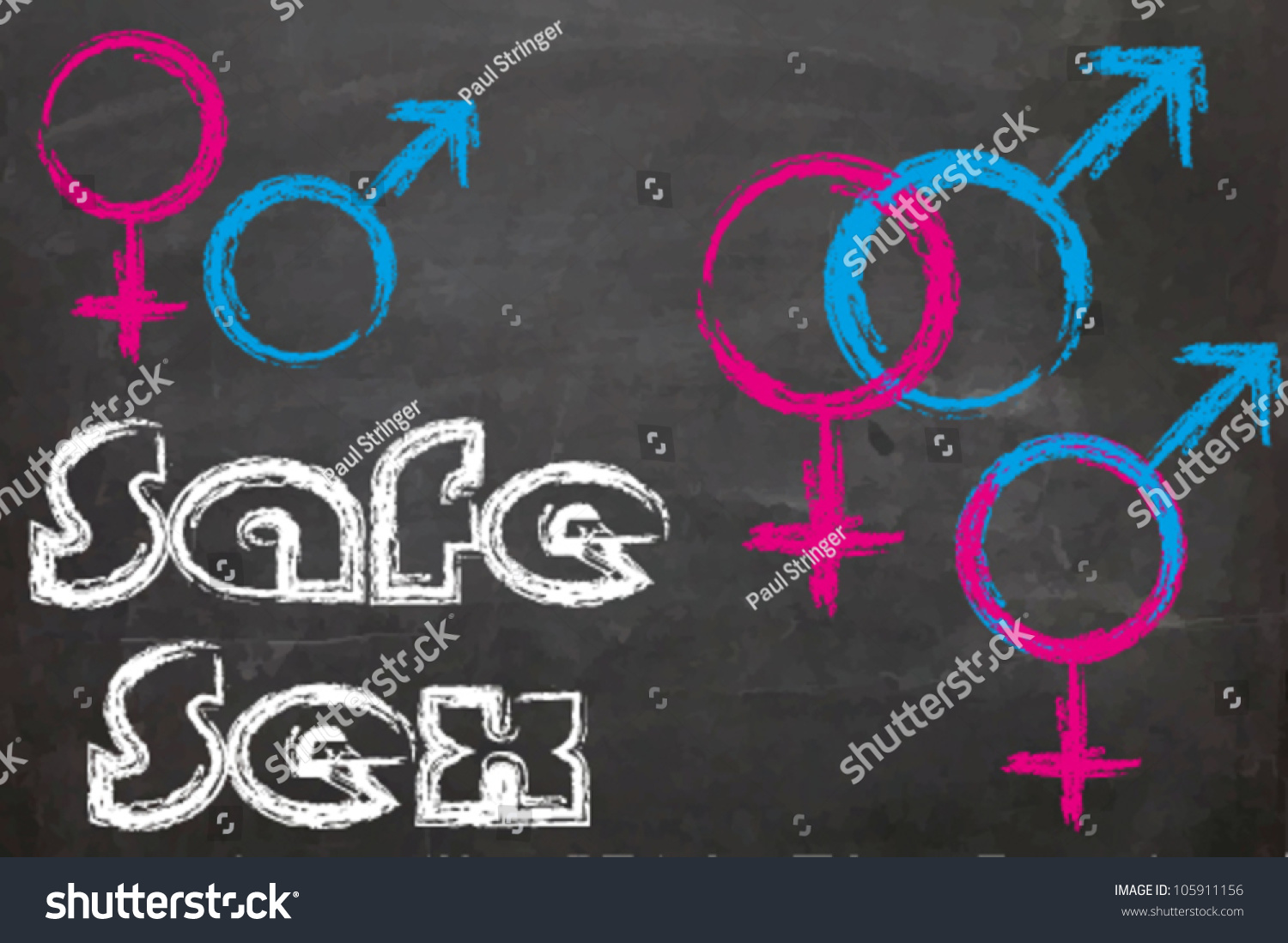 Hand Drawn Sex Symbols On Blackboard เวกเตอร์สต็อก ปลอดค่าลิขสิทธิ์ 1119