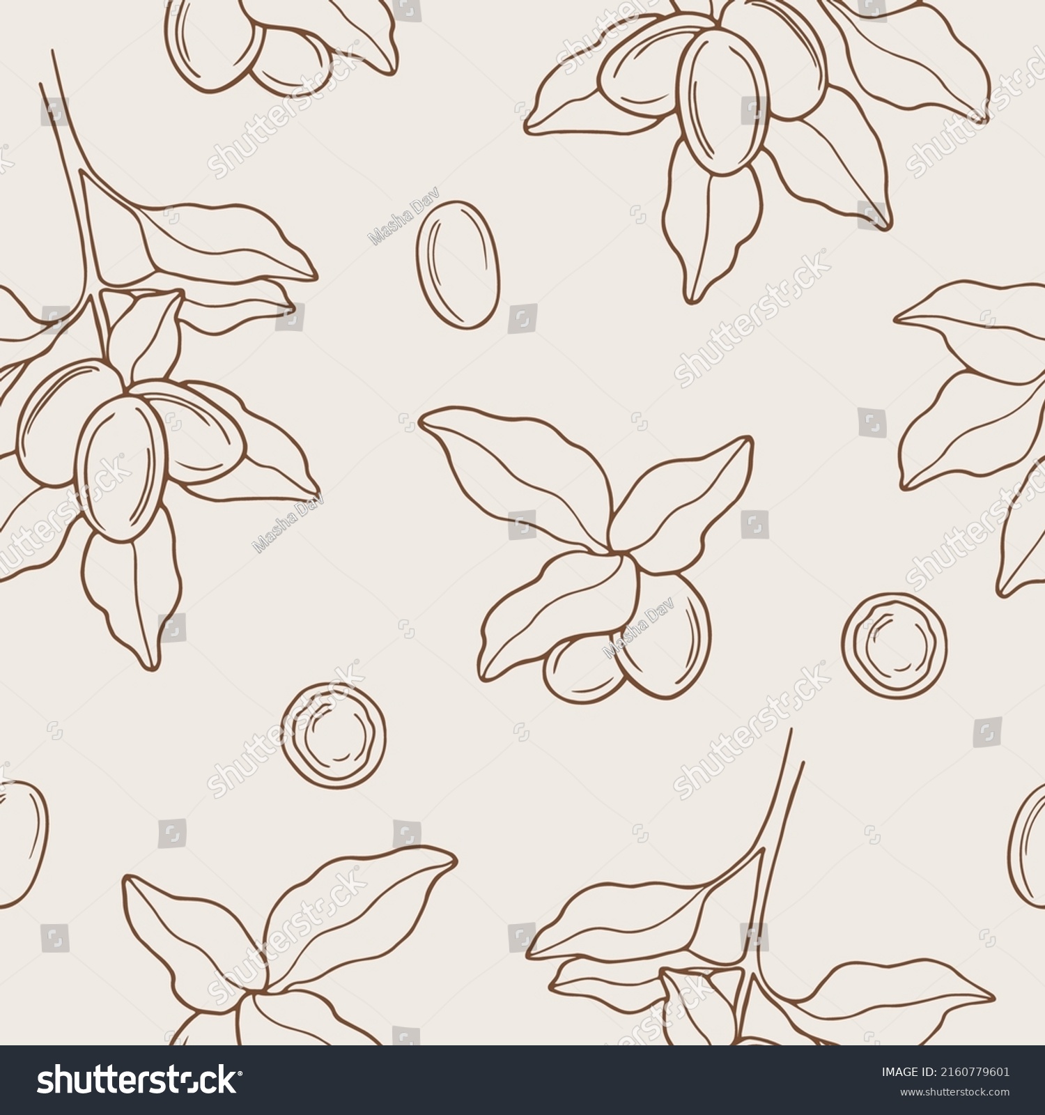 SVG of Hand drawn shea seamless pattern. Botanical design for organic cosmetics, medicine svg
