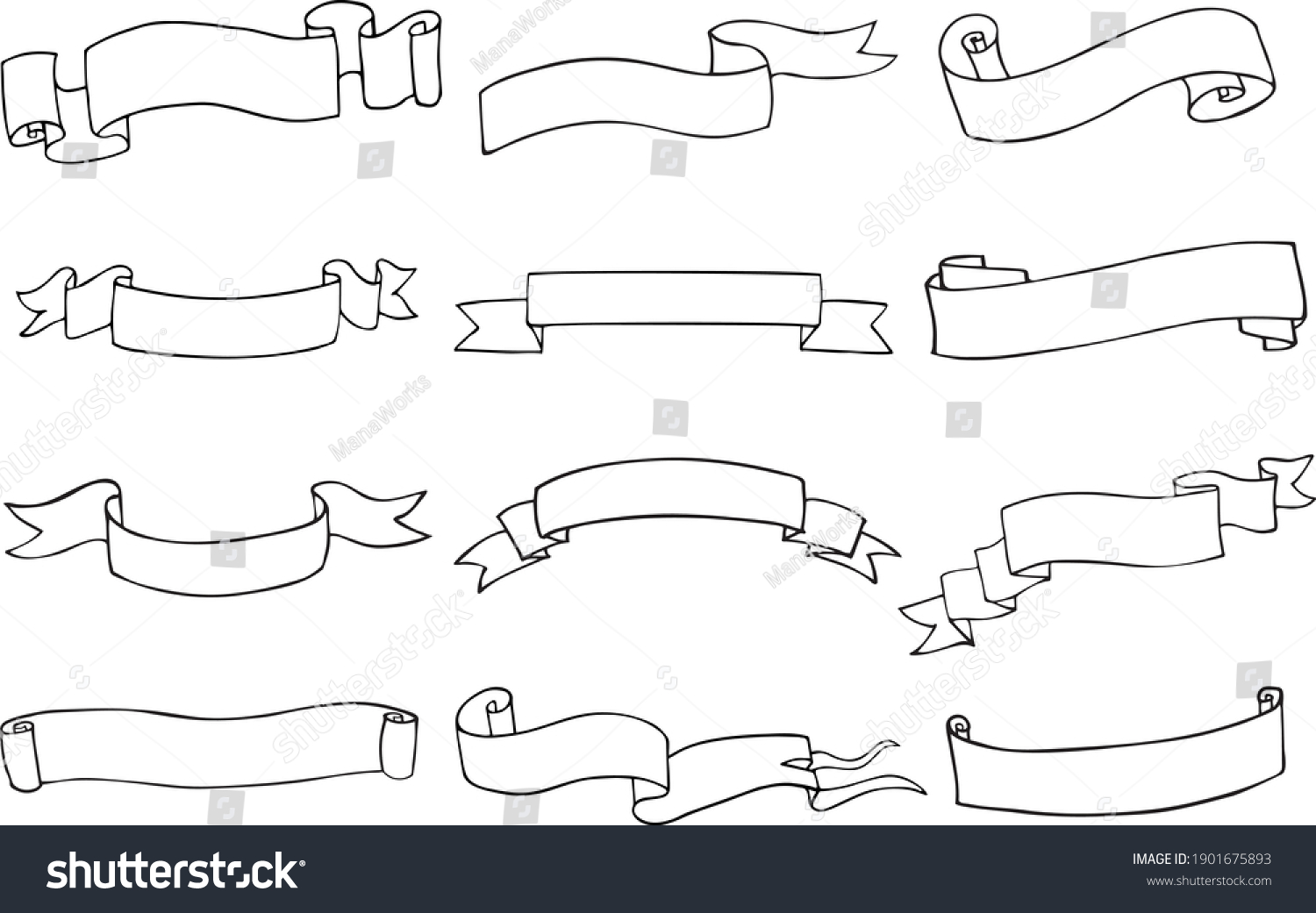 Hand Drawn Simple Ribbon Vector Illustration Stock Vector (Royalty Free ...