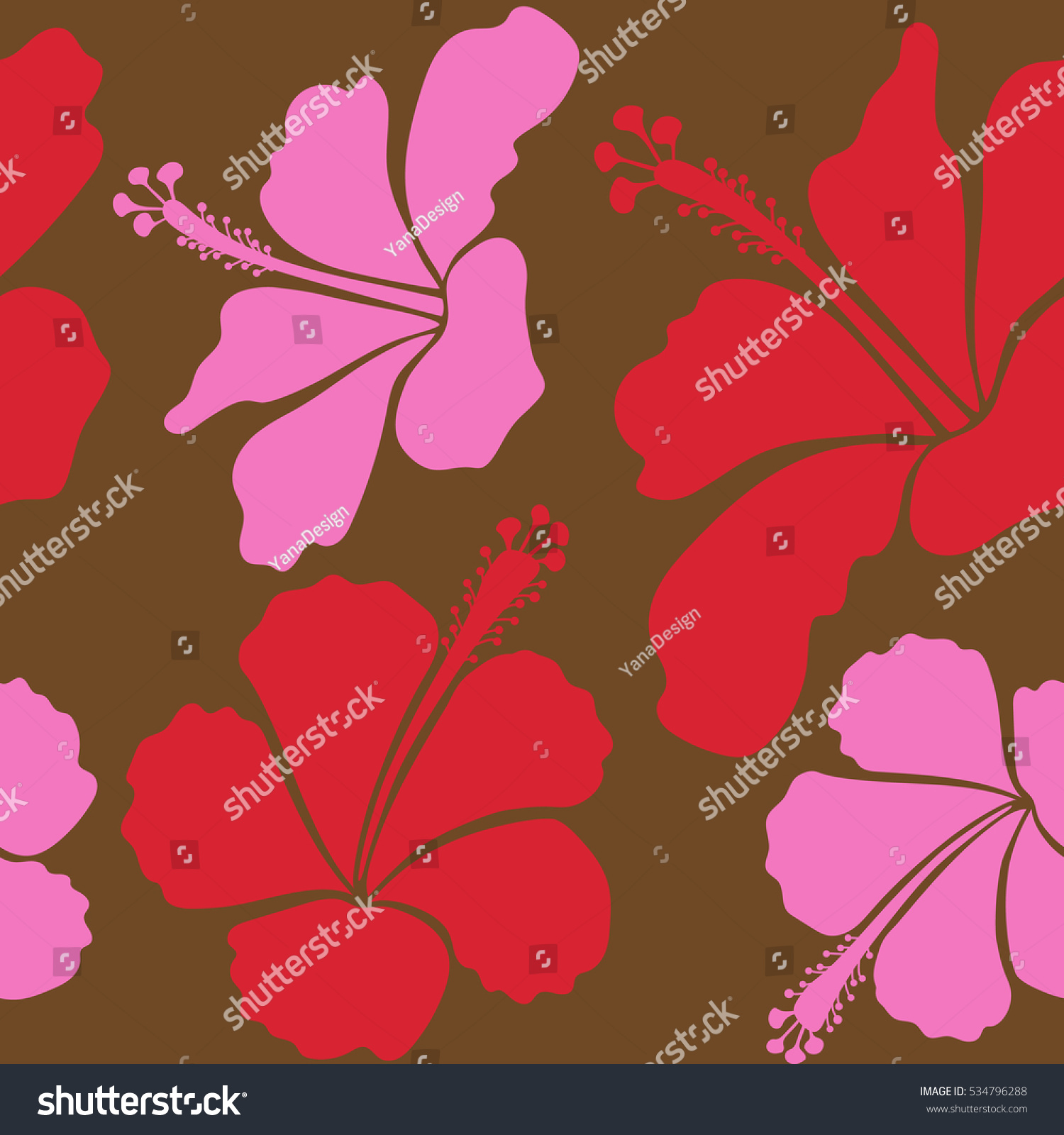 Hand Drawn Sketch Hibiscus Flowers Brown Stock Vector (Royalty Free ...