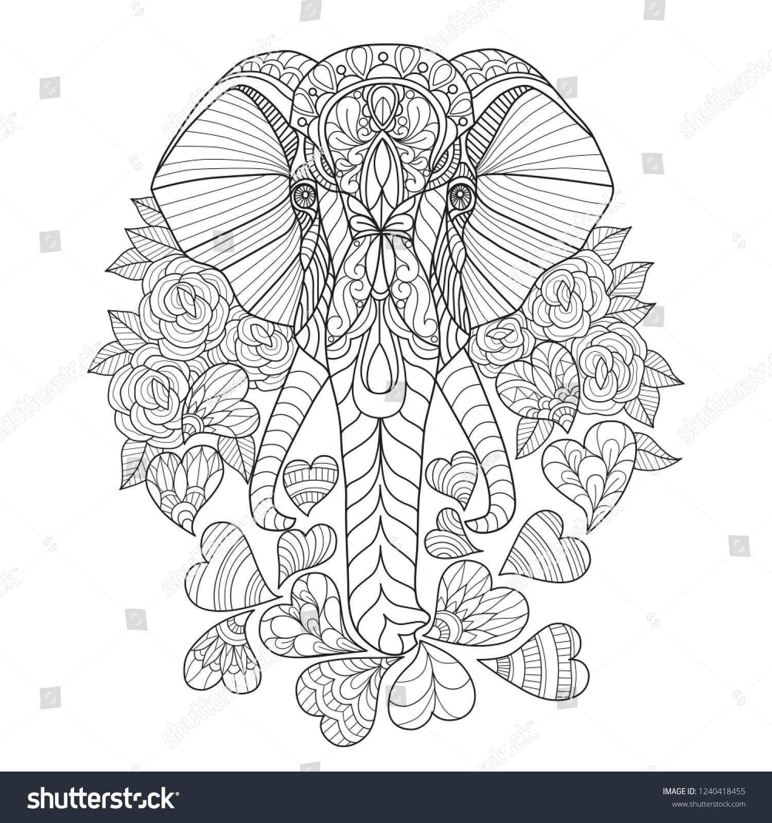 Hand Drawn Sketch Illustration Elephant Heart Stock Vector (Royalty ...